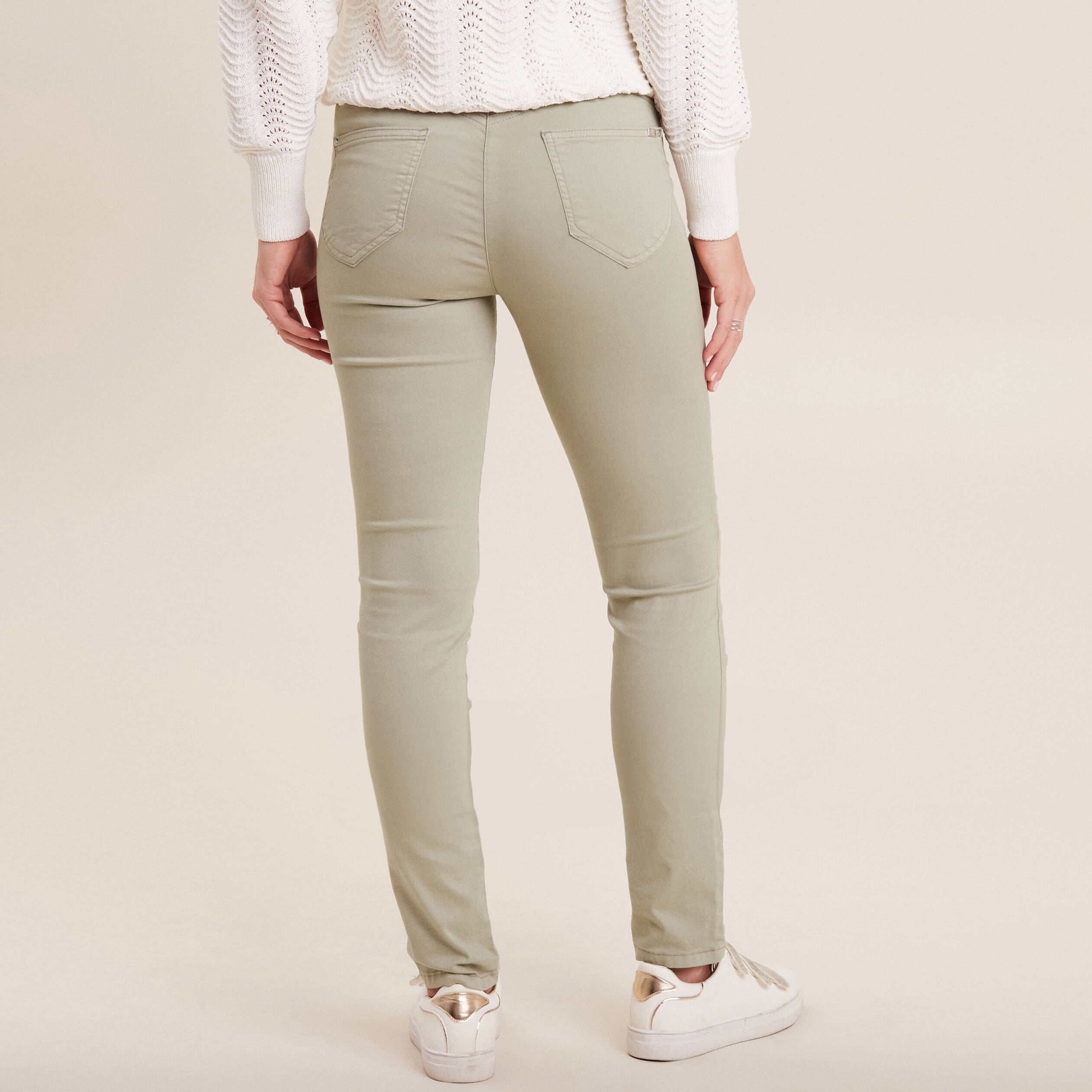 Pantalon leger taille standard long vert clair femme Breal