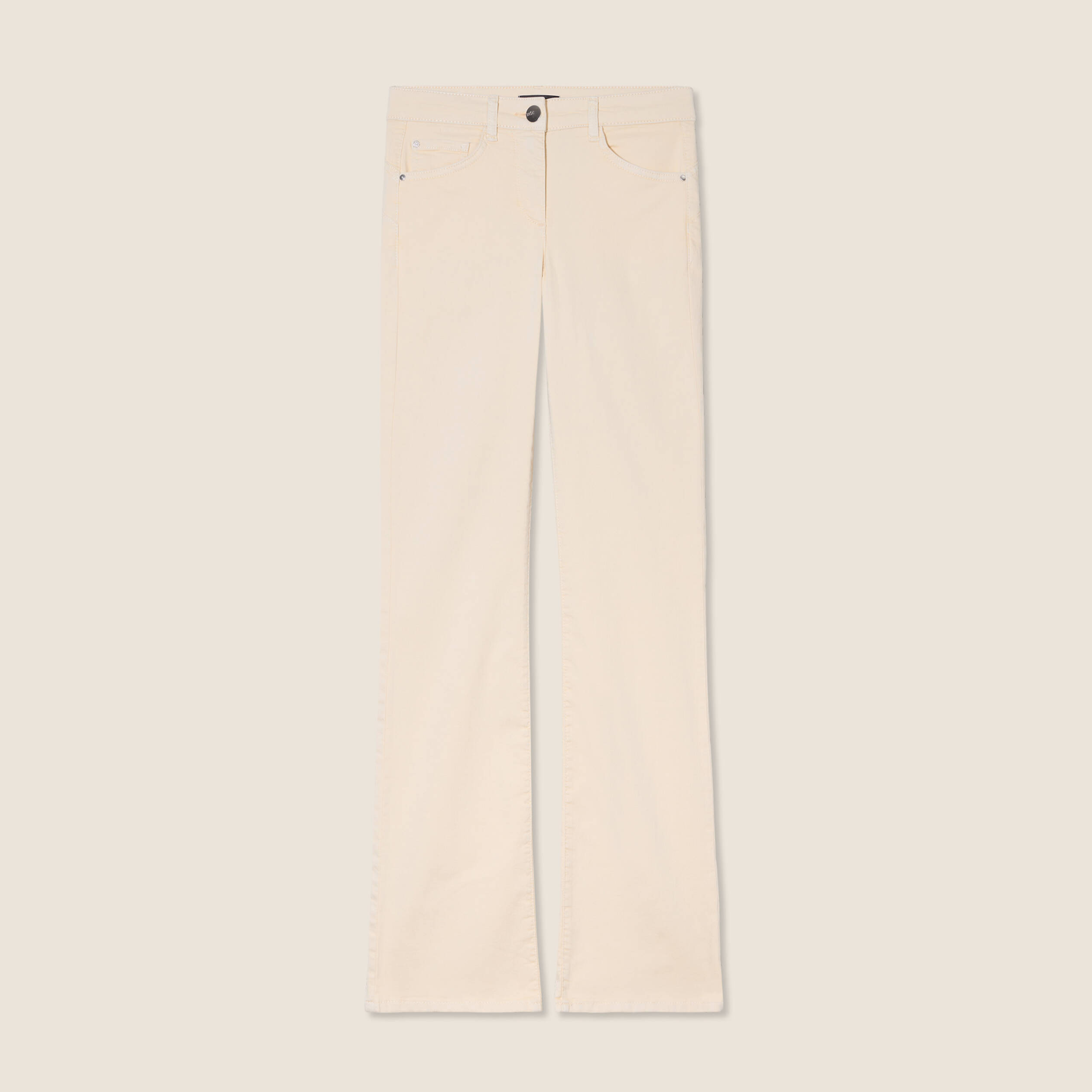 Pantalon léger bootcut taille basculée ivoire femme
