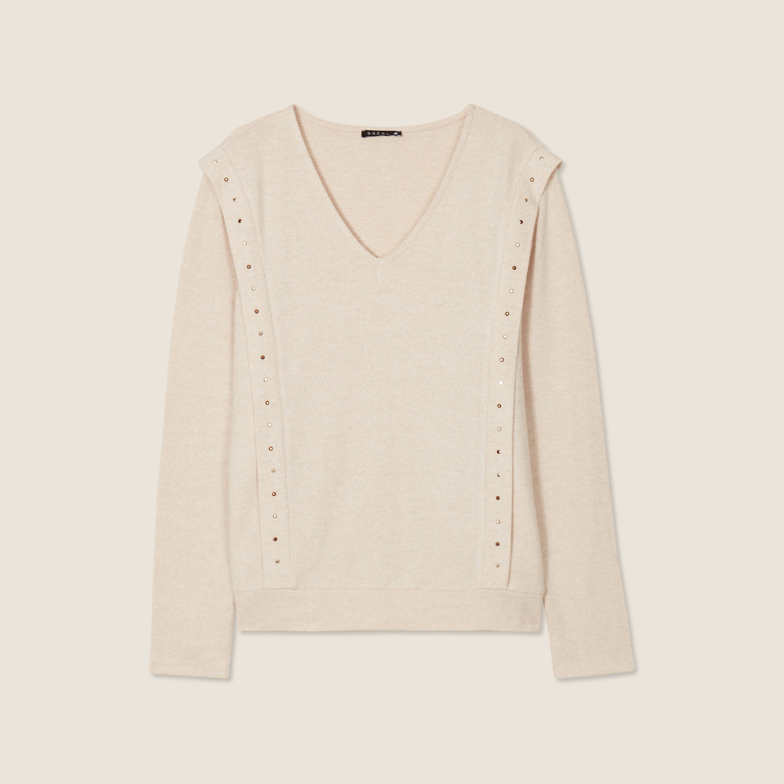 T-shirt manches longues ecru femme creme femme