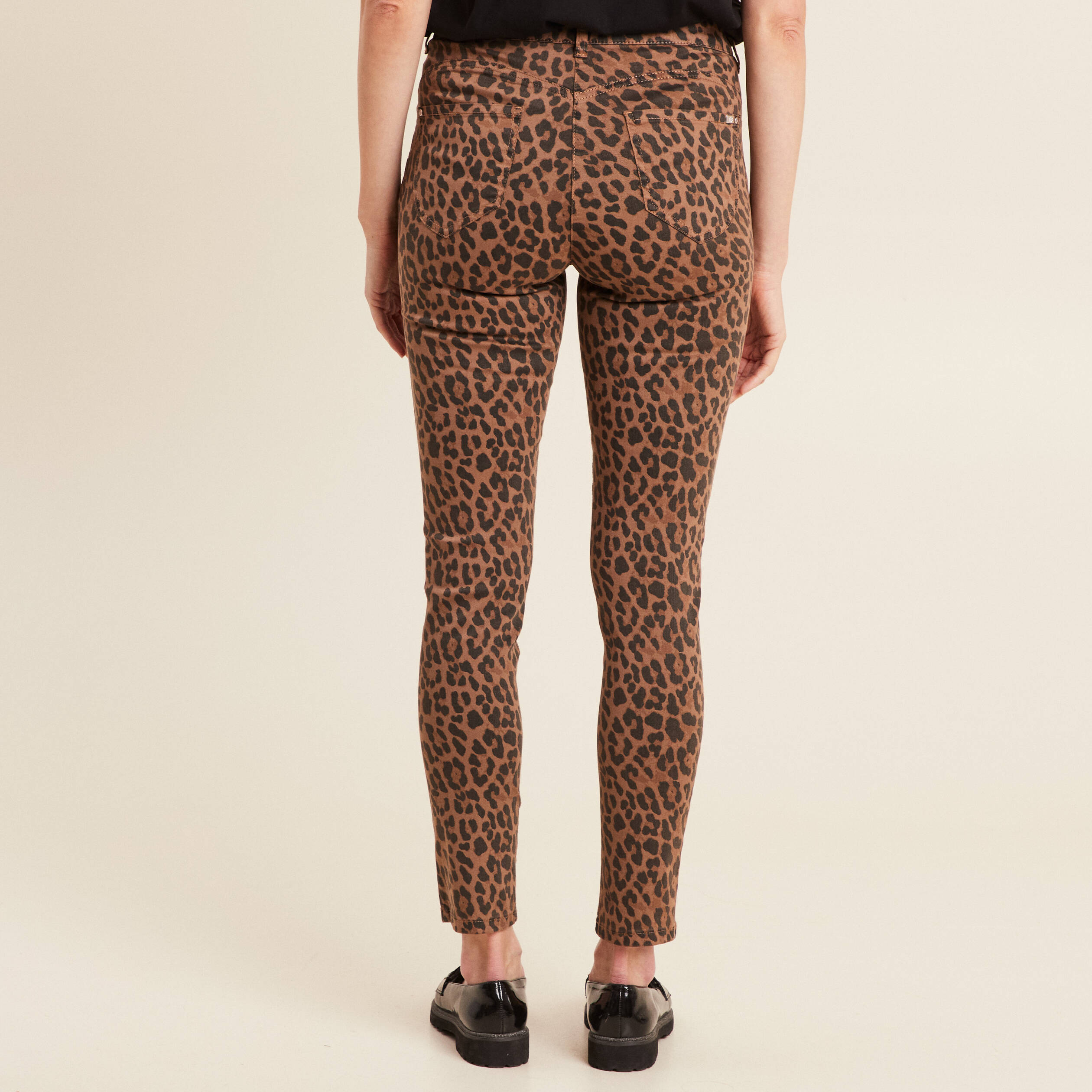 Pantalon léger taille standard 7/8ème marron cognac femme