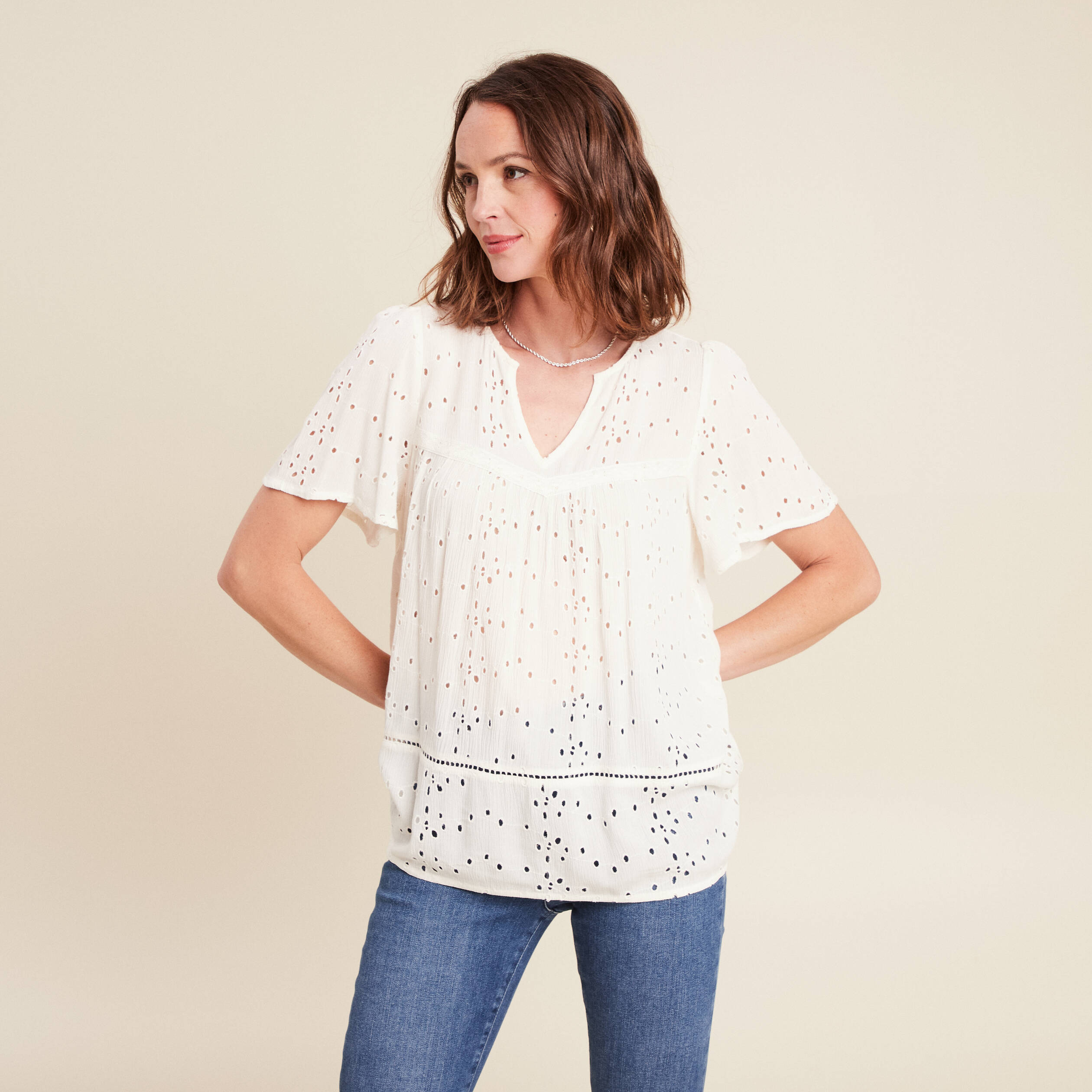 blouse ample manches courtes ecru femme Blouse ample manches courtes ecru femme