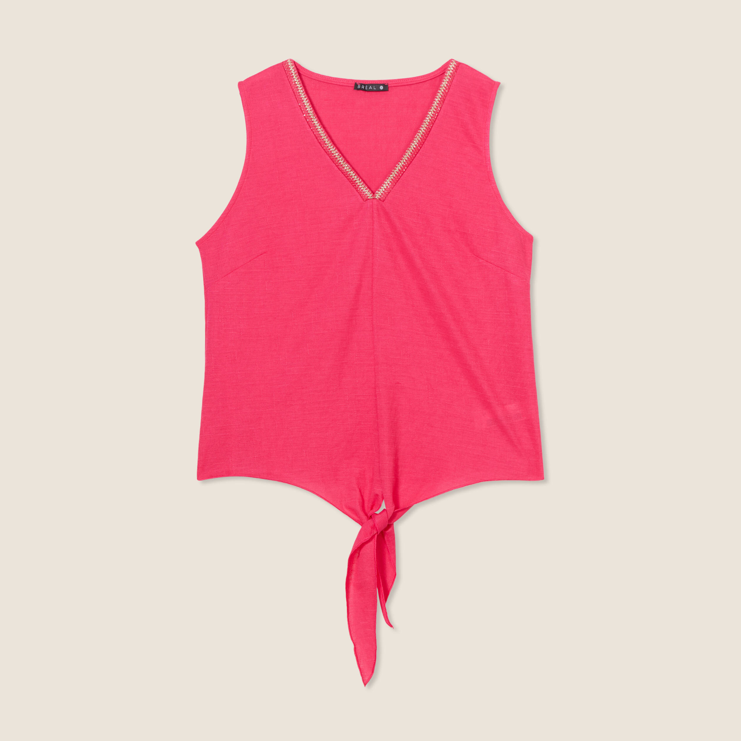 Débardeur sans manches noué rose framboise femme