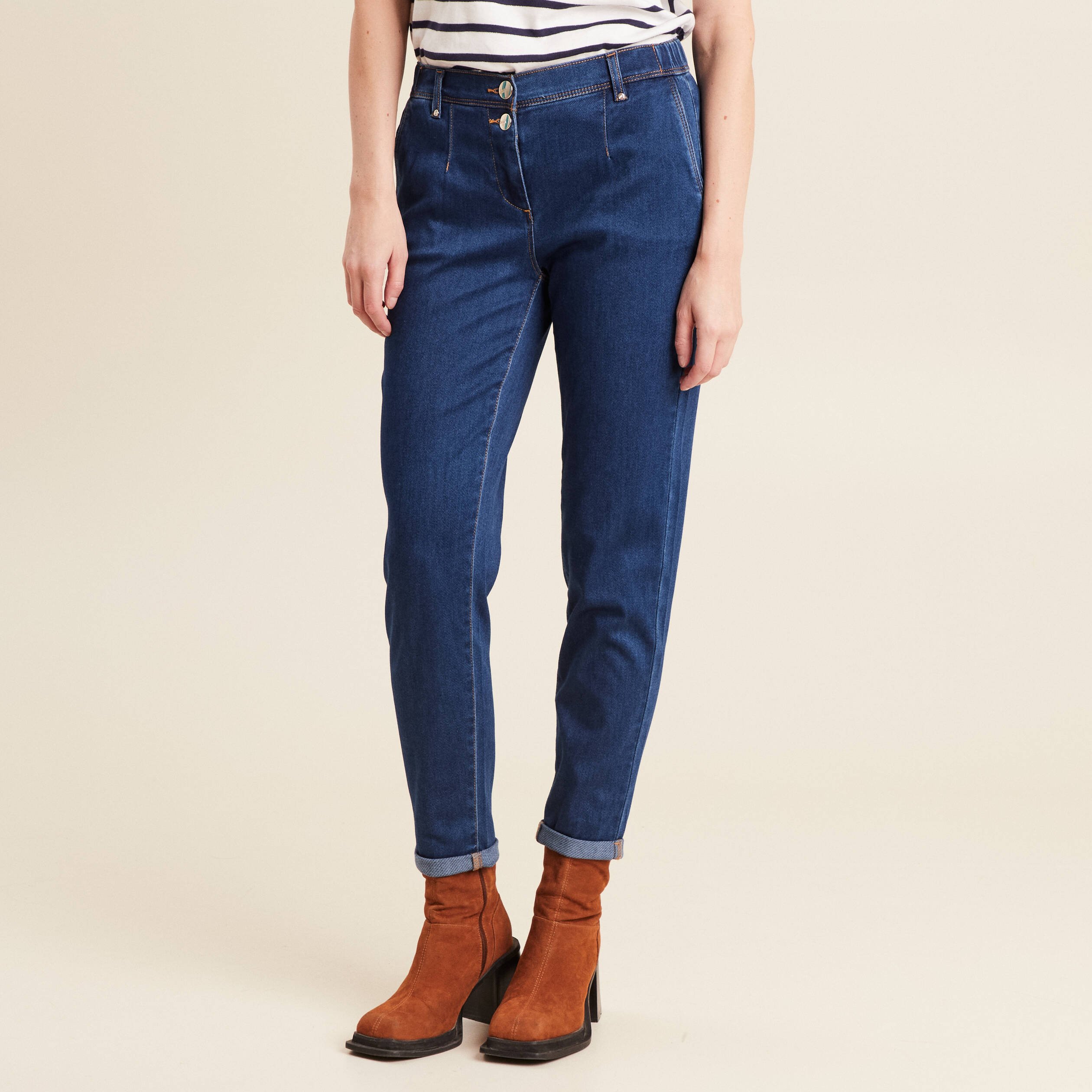 Jean chino 7/8ème denim stone femme