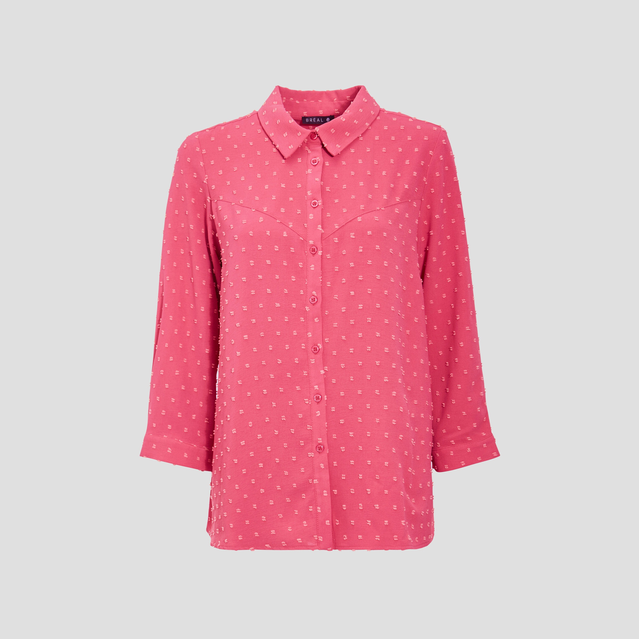 Chemise manches 3/4 rose framboise femme