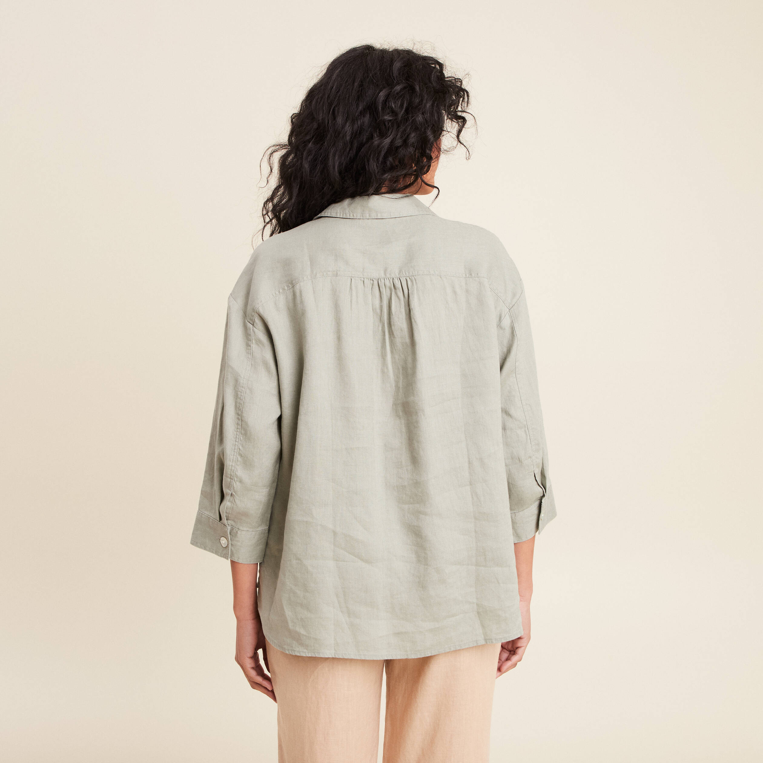 Chemise manches 3/4 vert clair femme