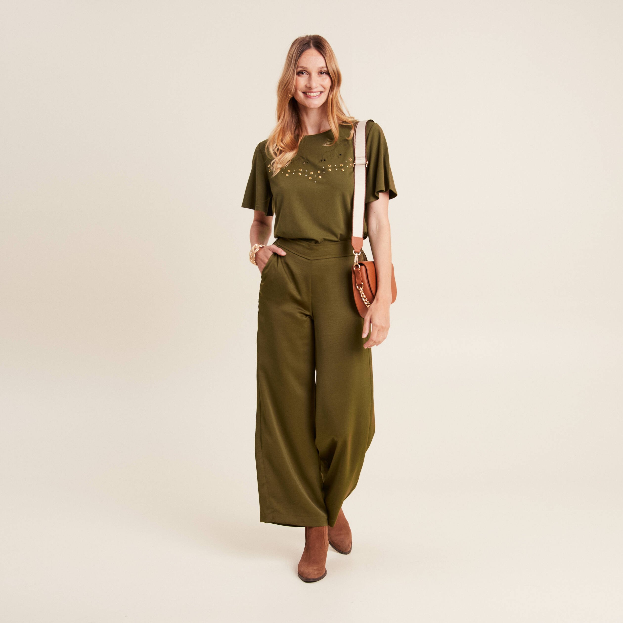 t shirt manches courtes vert olive femme T-shirt manches courtes vert olive femme