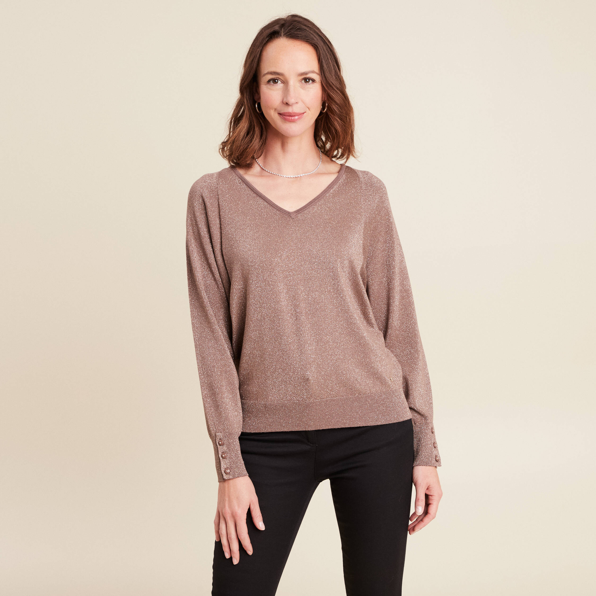 pull manches longues couleur cuivre femme Pull manches longues couleur cuivre femme