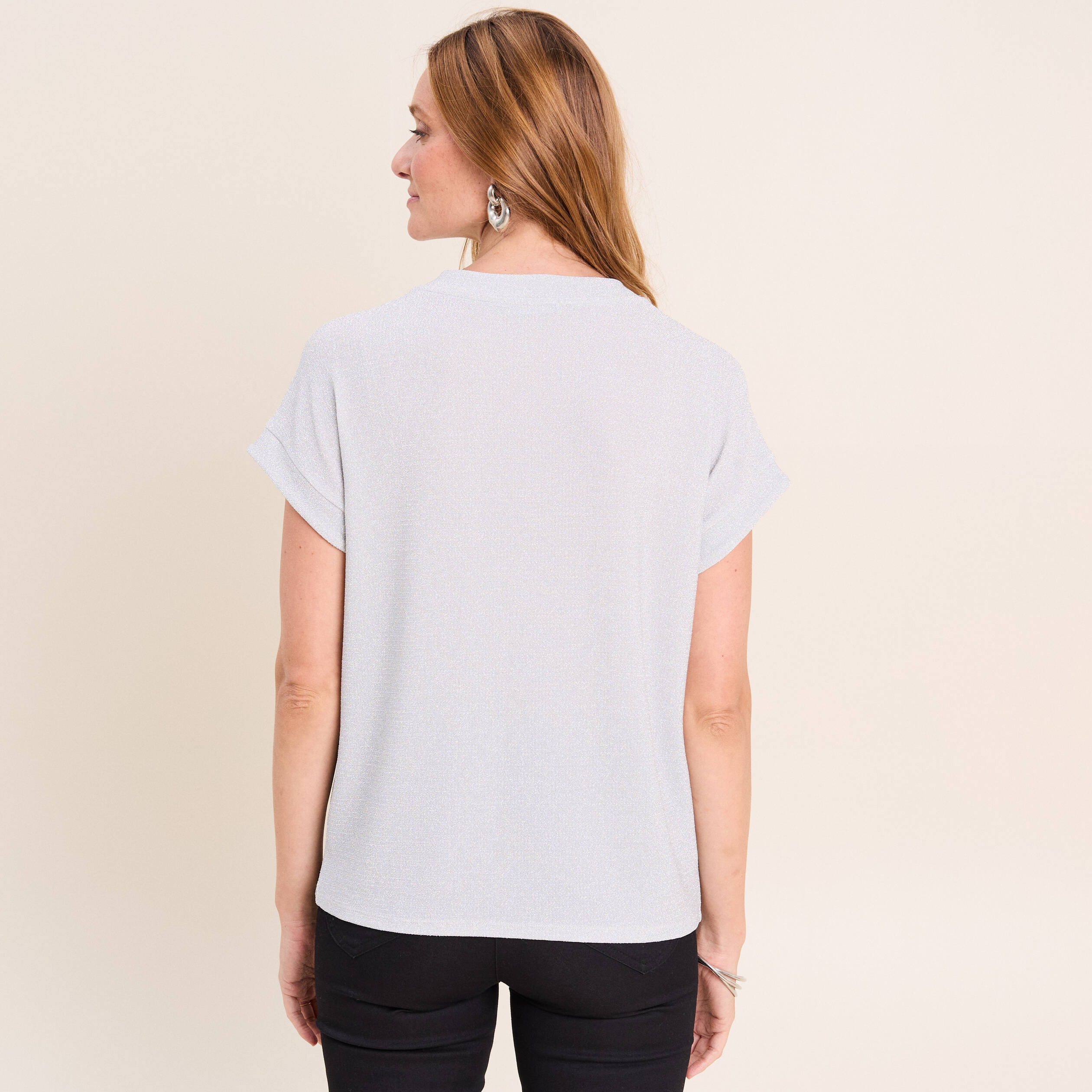 T-shirt manches courtes ecru femme