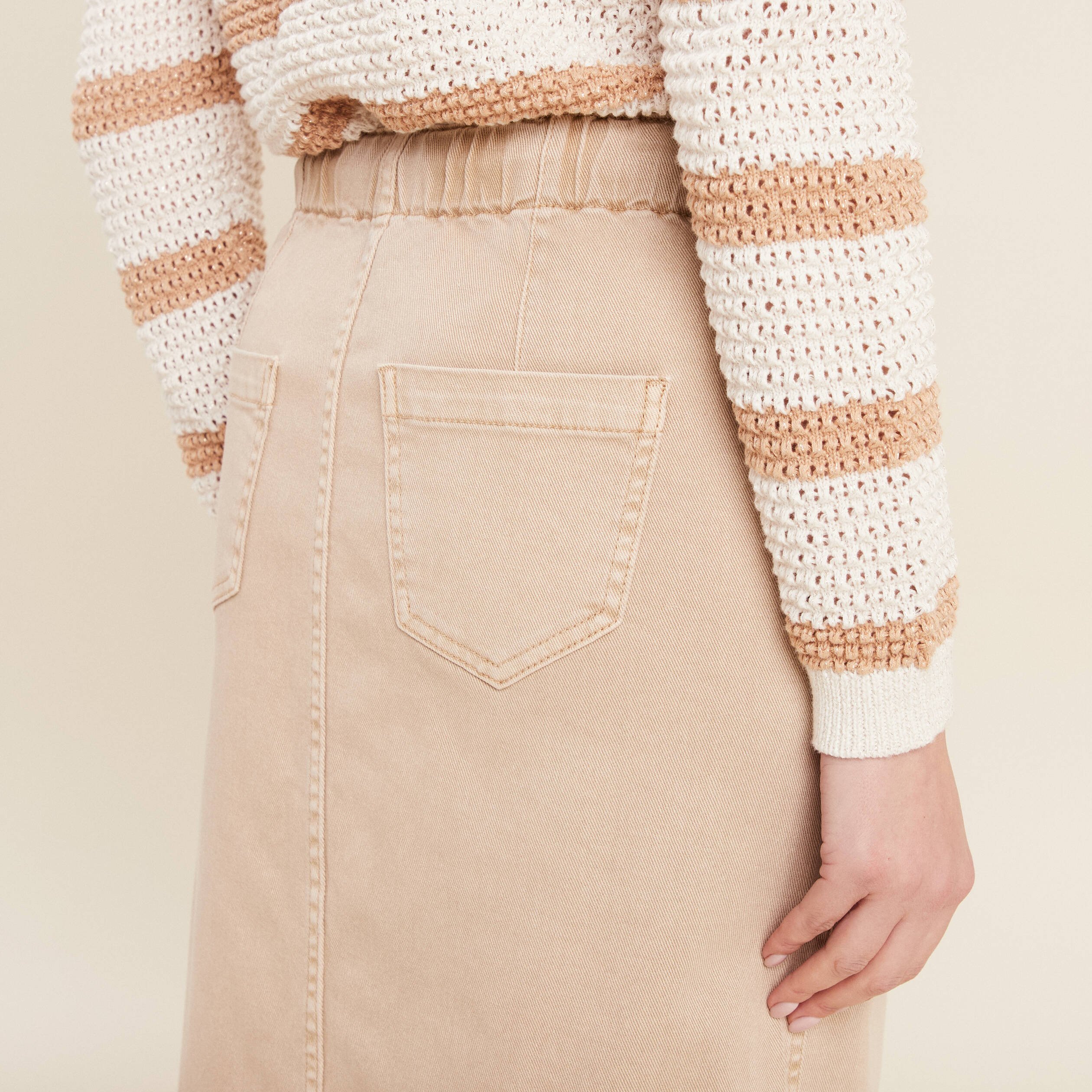 jupe longue droite en jean denim beige femme Jupe longue droite en jean denim beige femme