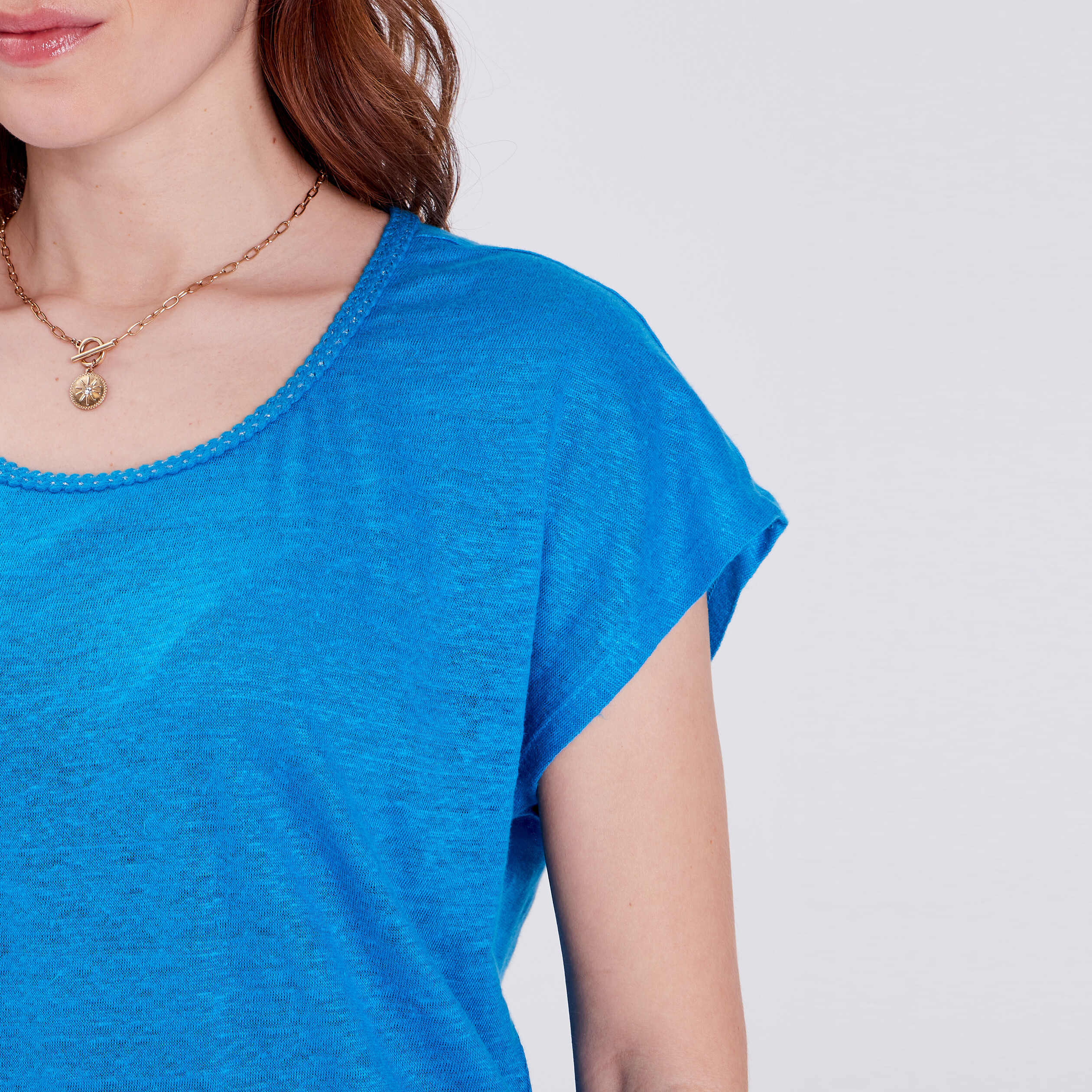 T-shirt manches courtes bleu femme