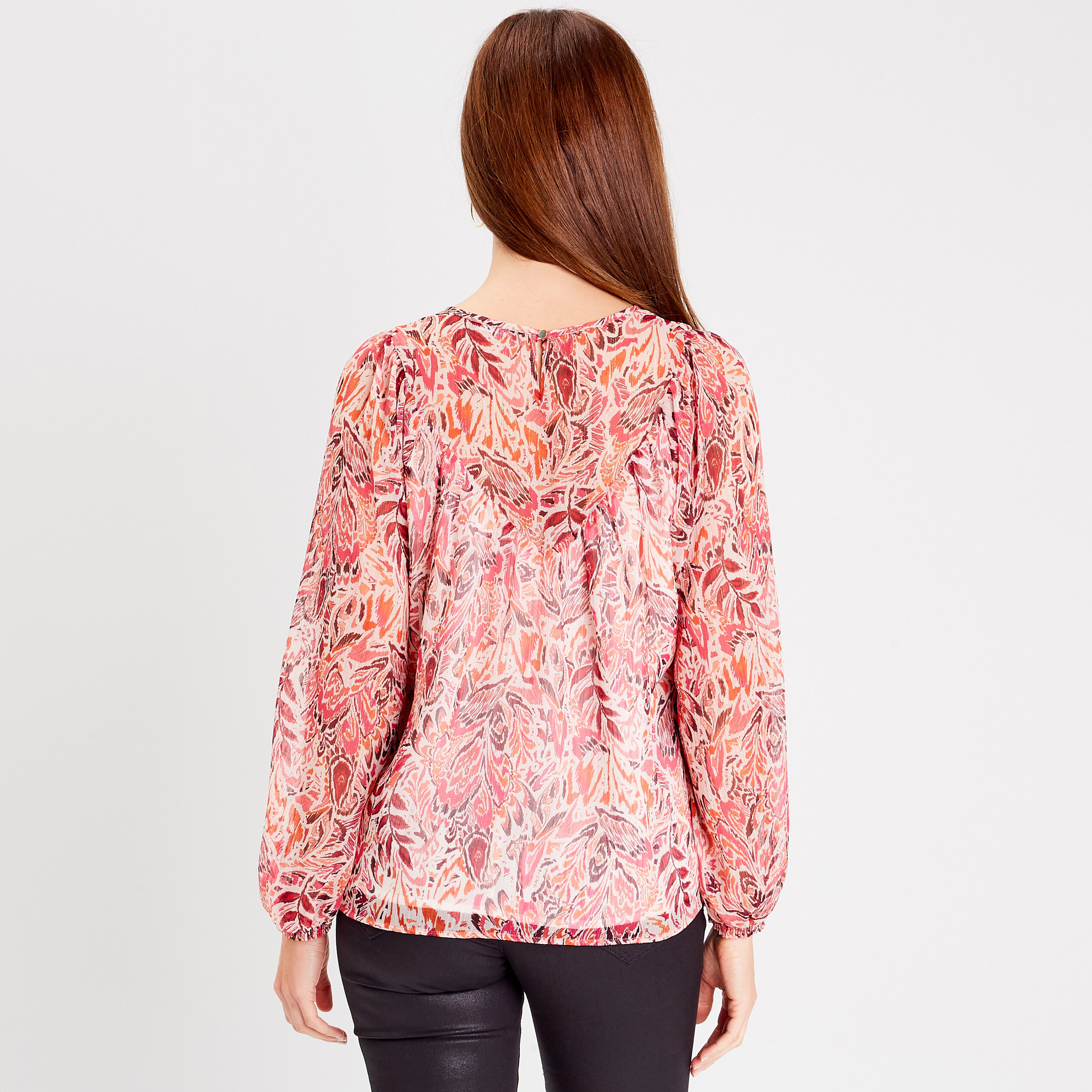 Blouse manches longues rose fushia femme