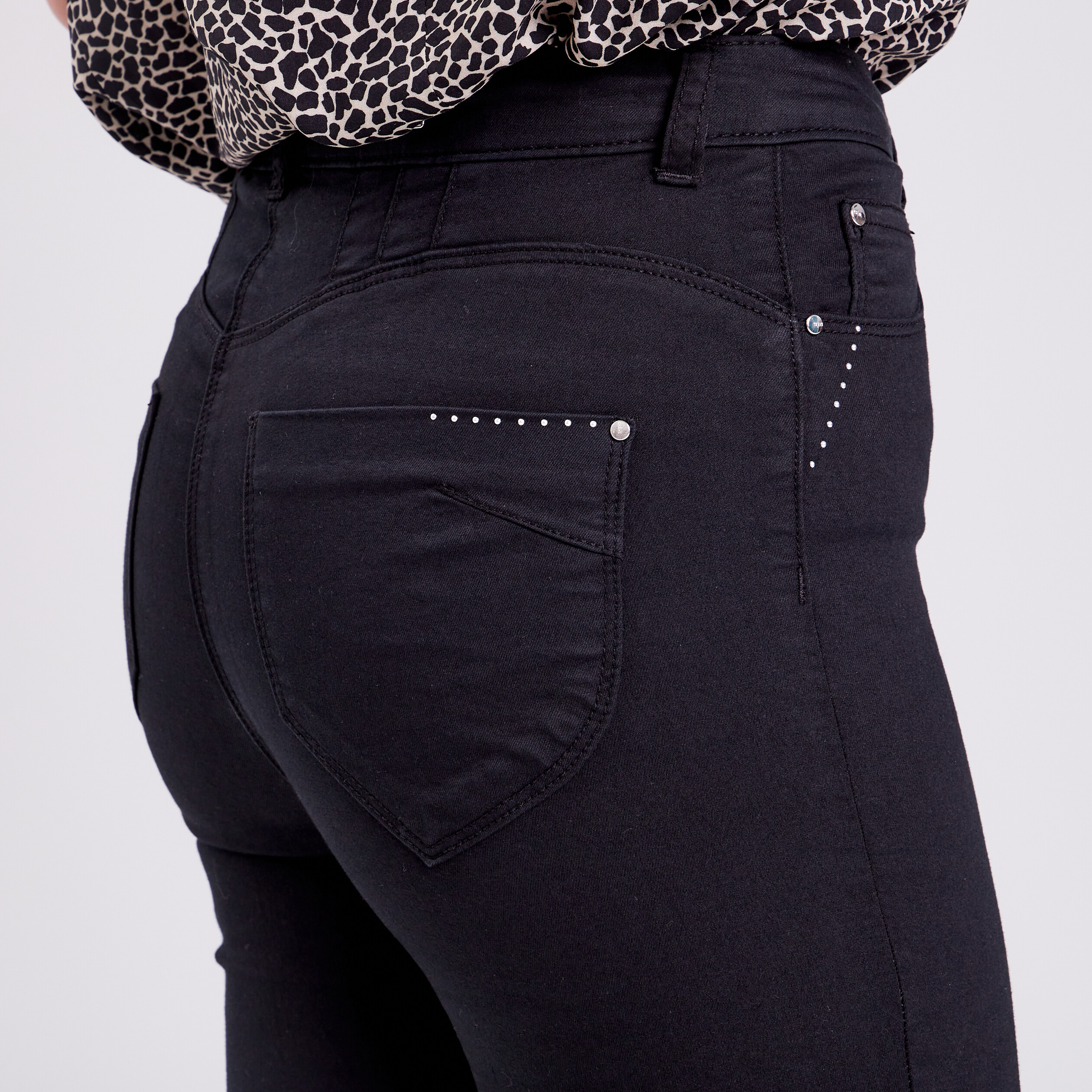 Pantacourt droit taille haute noir femme