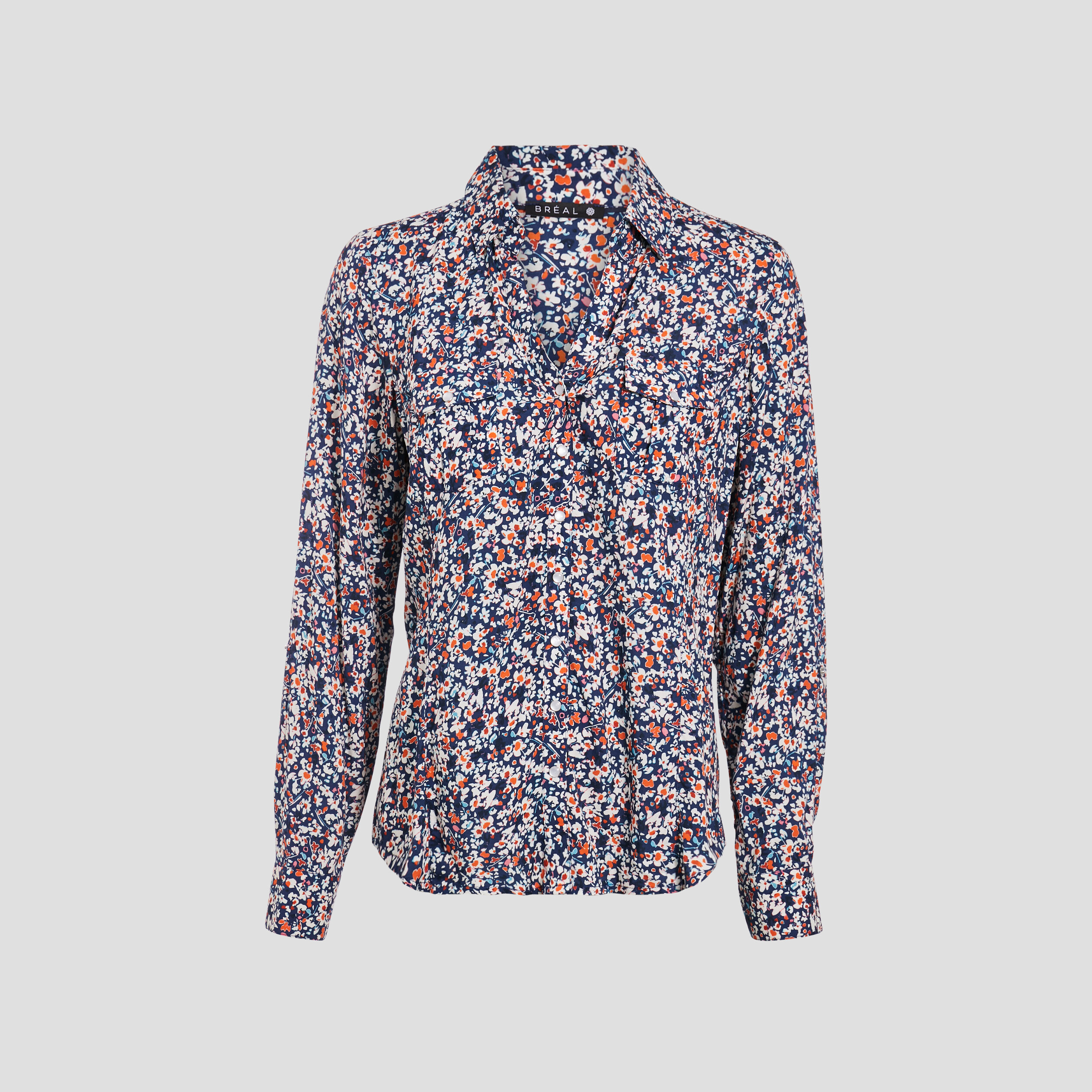 Chemise manches longues bleu femme