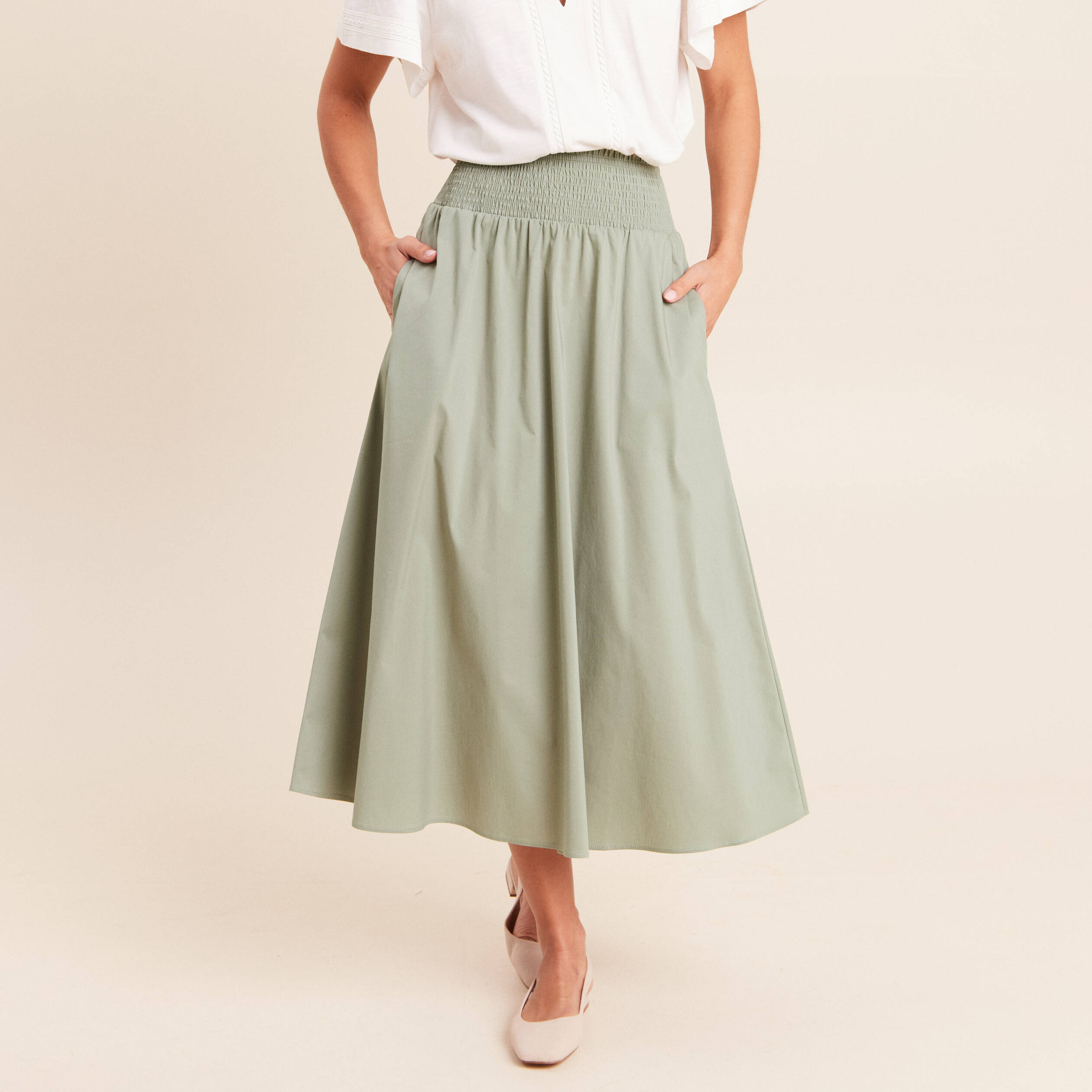 Jupe taille haute vert clair femme