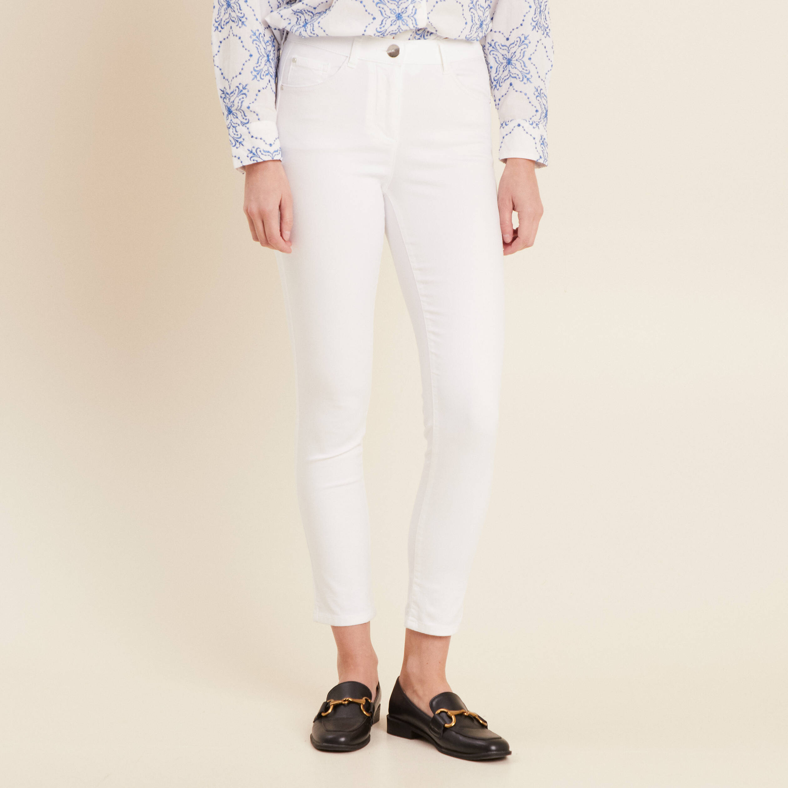 Pantalon magique Le L&eacute;ger coupe ajust&eacute;e blanc femme