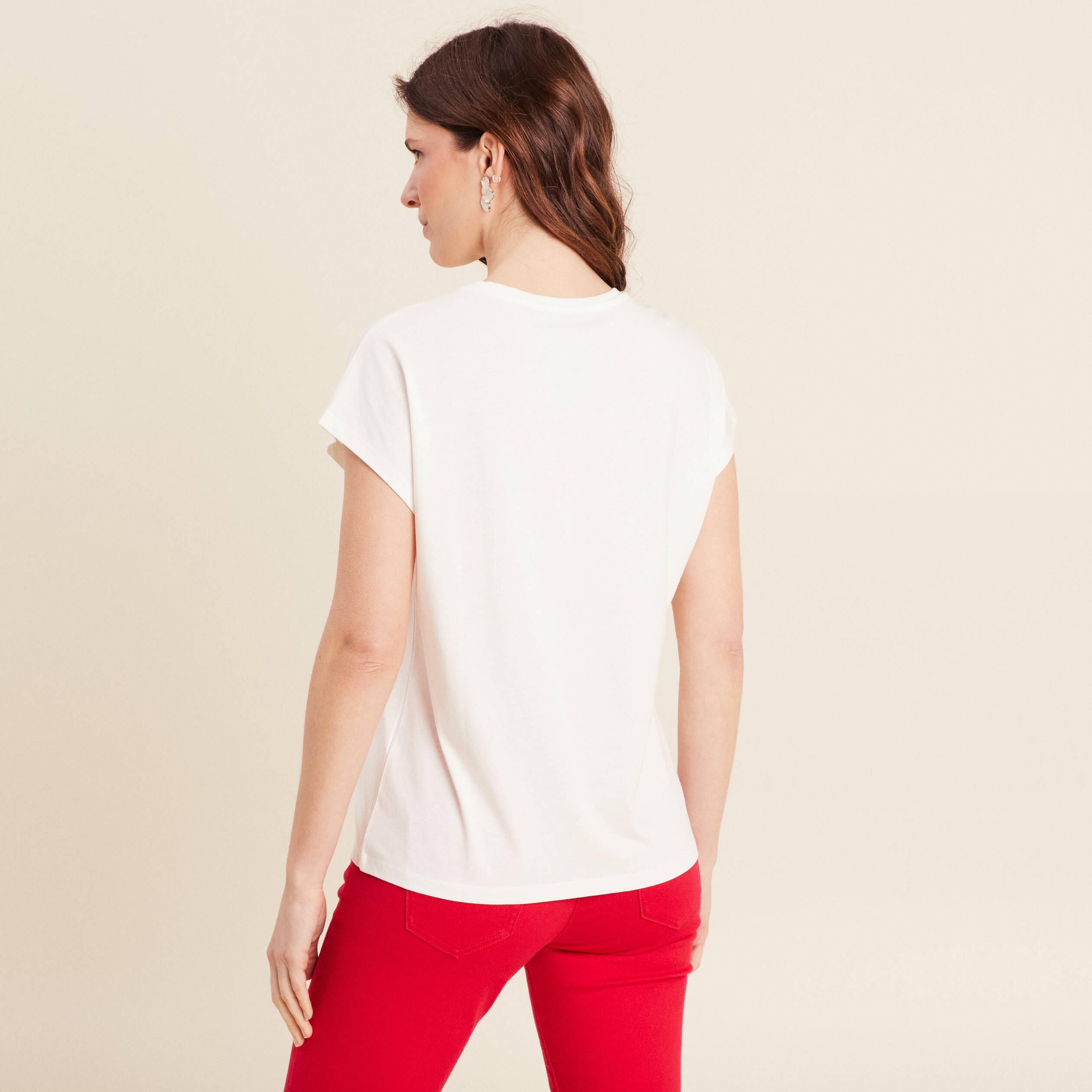 T-shirt manches courtes ecru femme