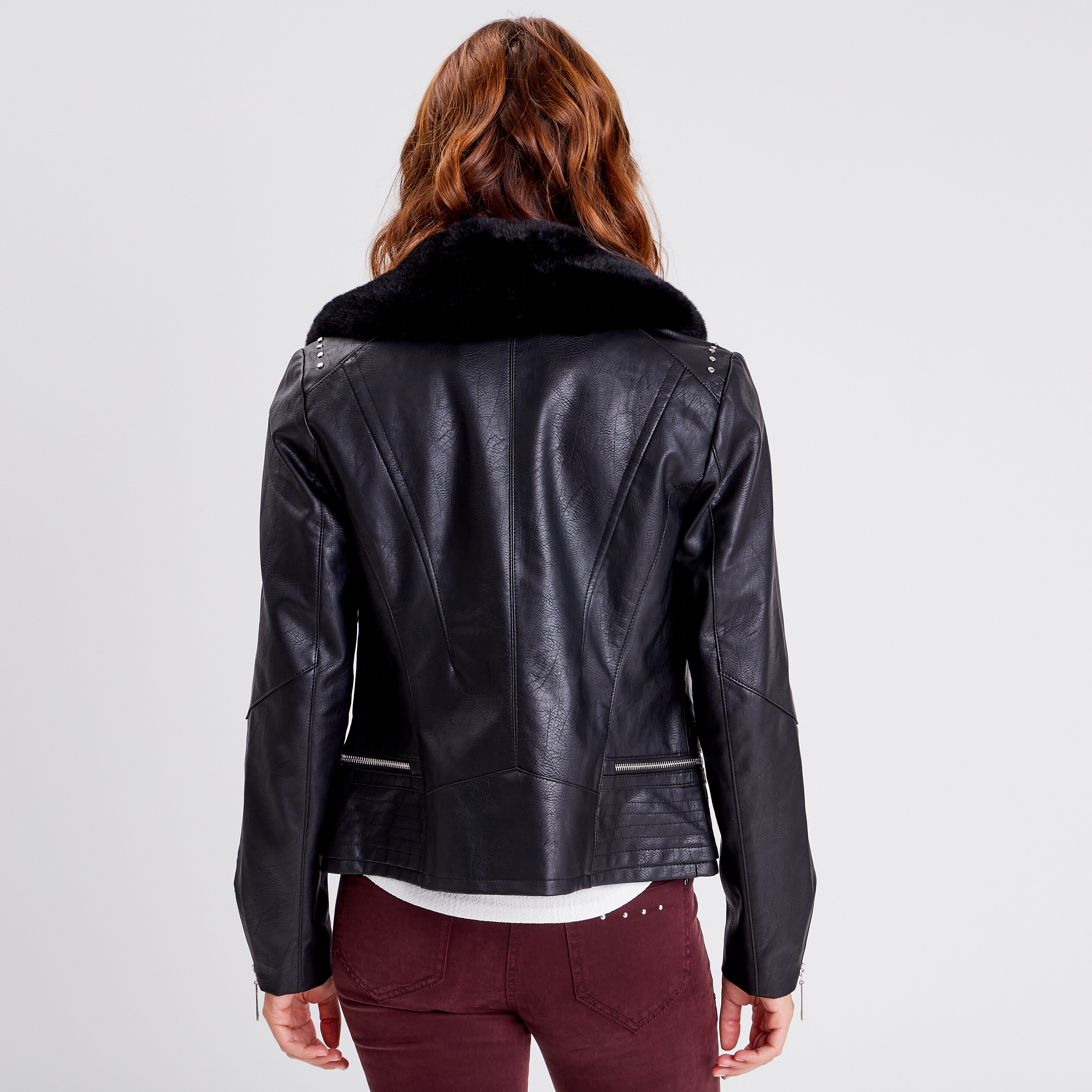 Veste esprit perfecto cintrée noir femme