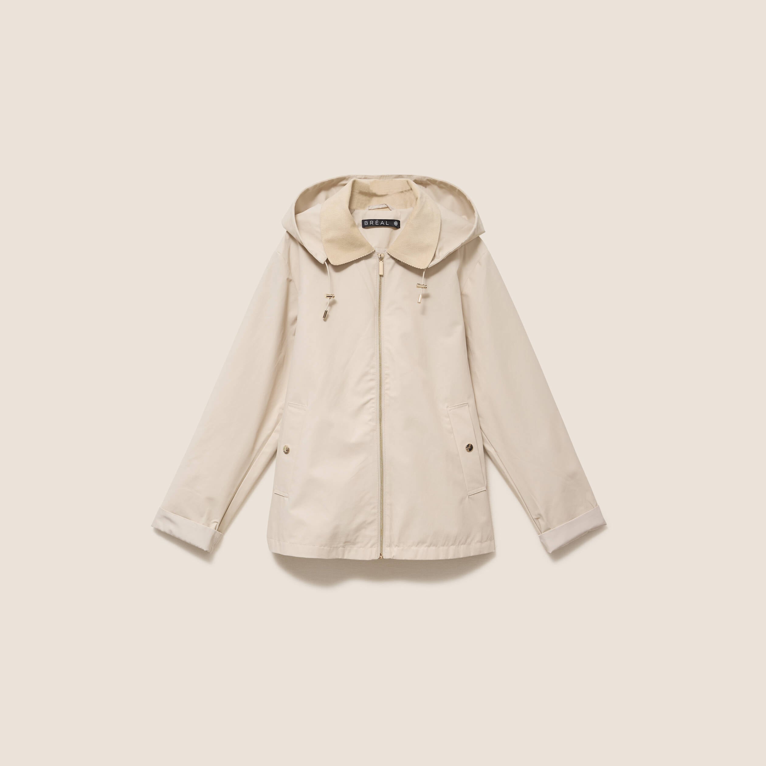 Parka ample courte manches longues sable femme
