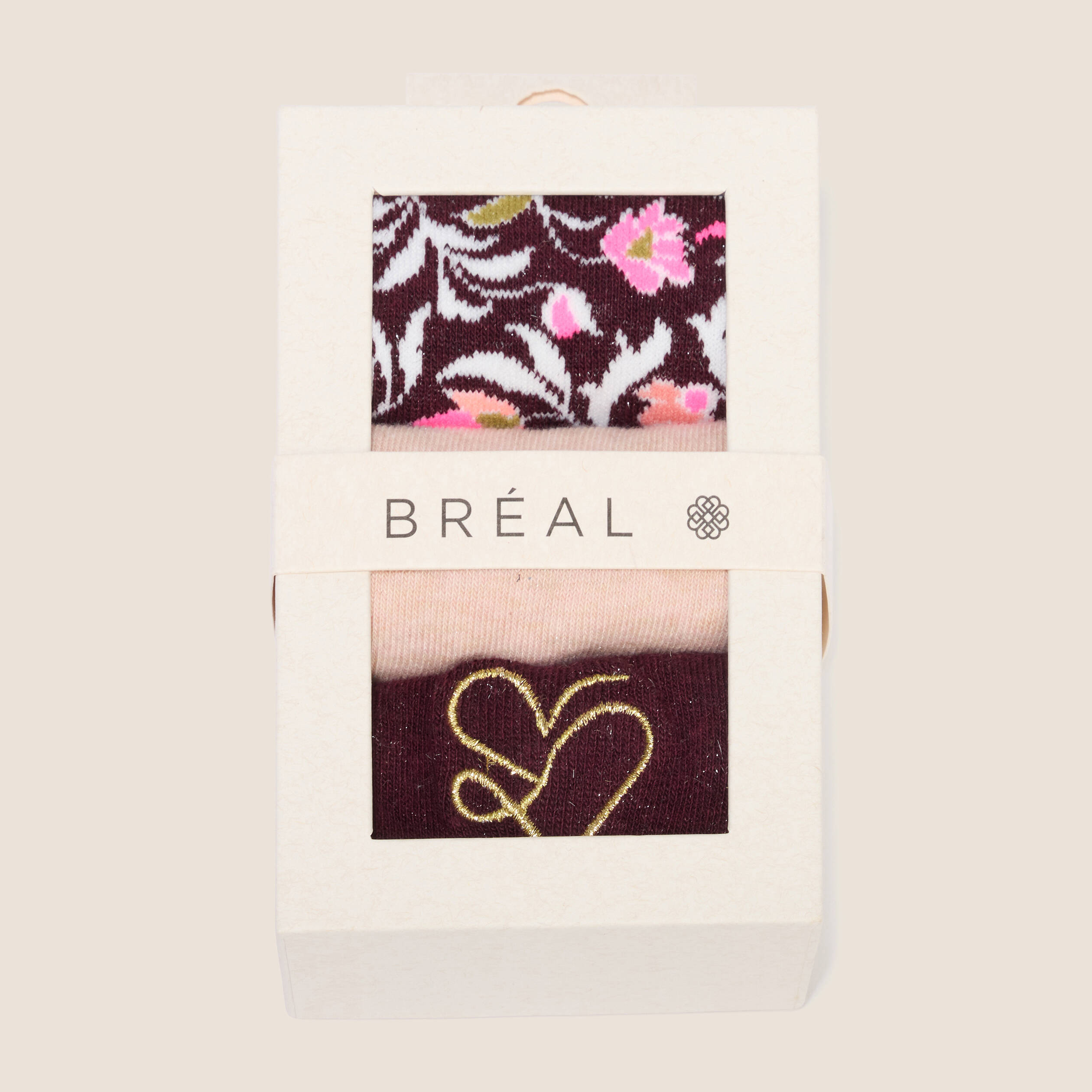 Coffret lot de 3 paires de chaussettes rose femme