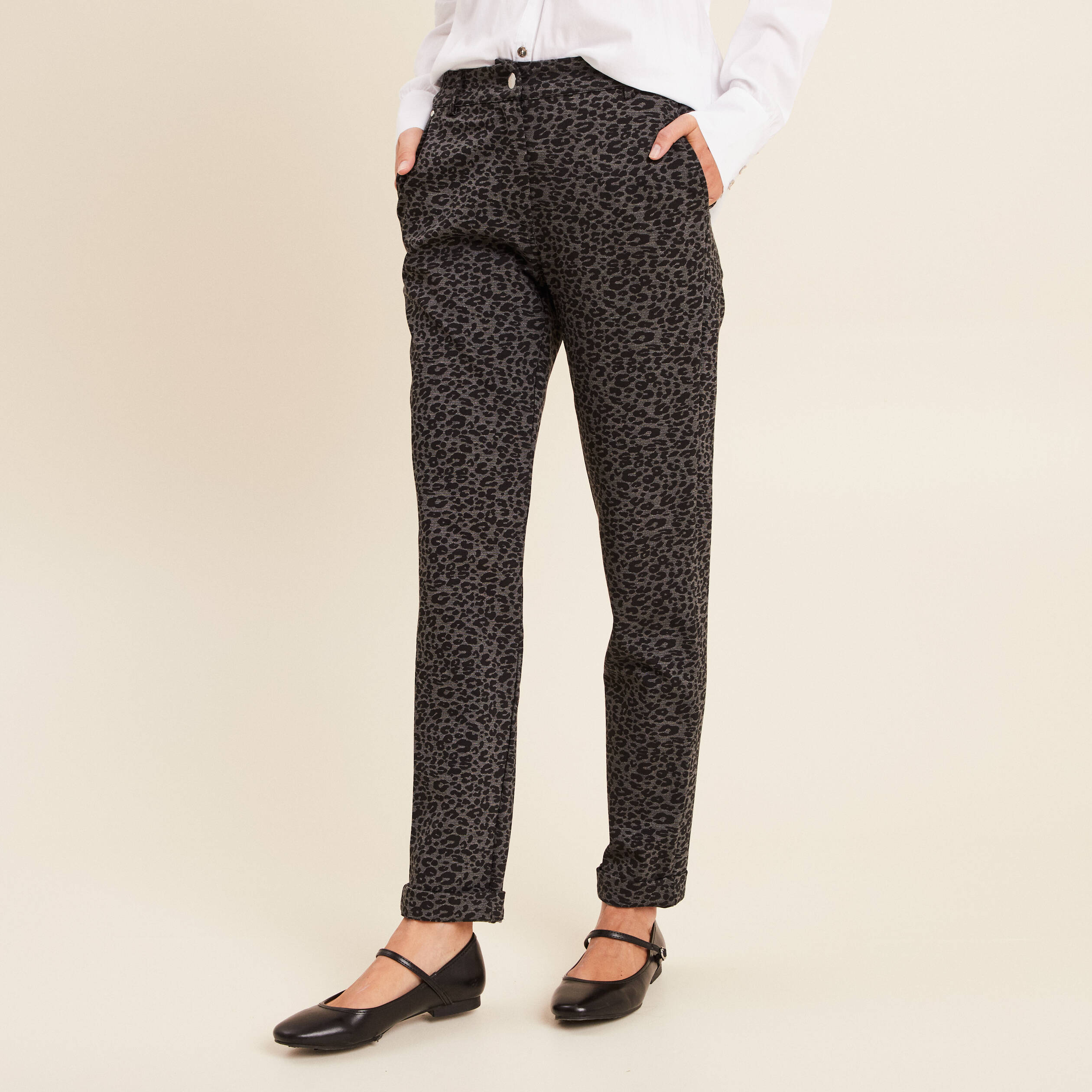 Jeans imprimé léopard floqué - Mode femme | France