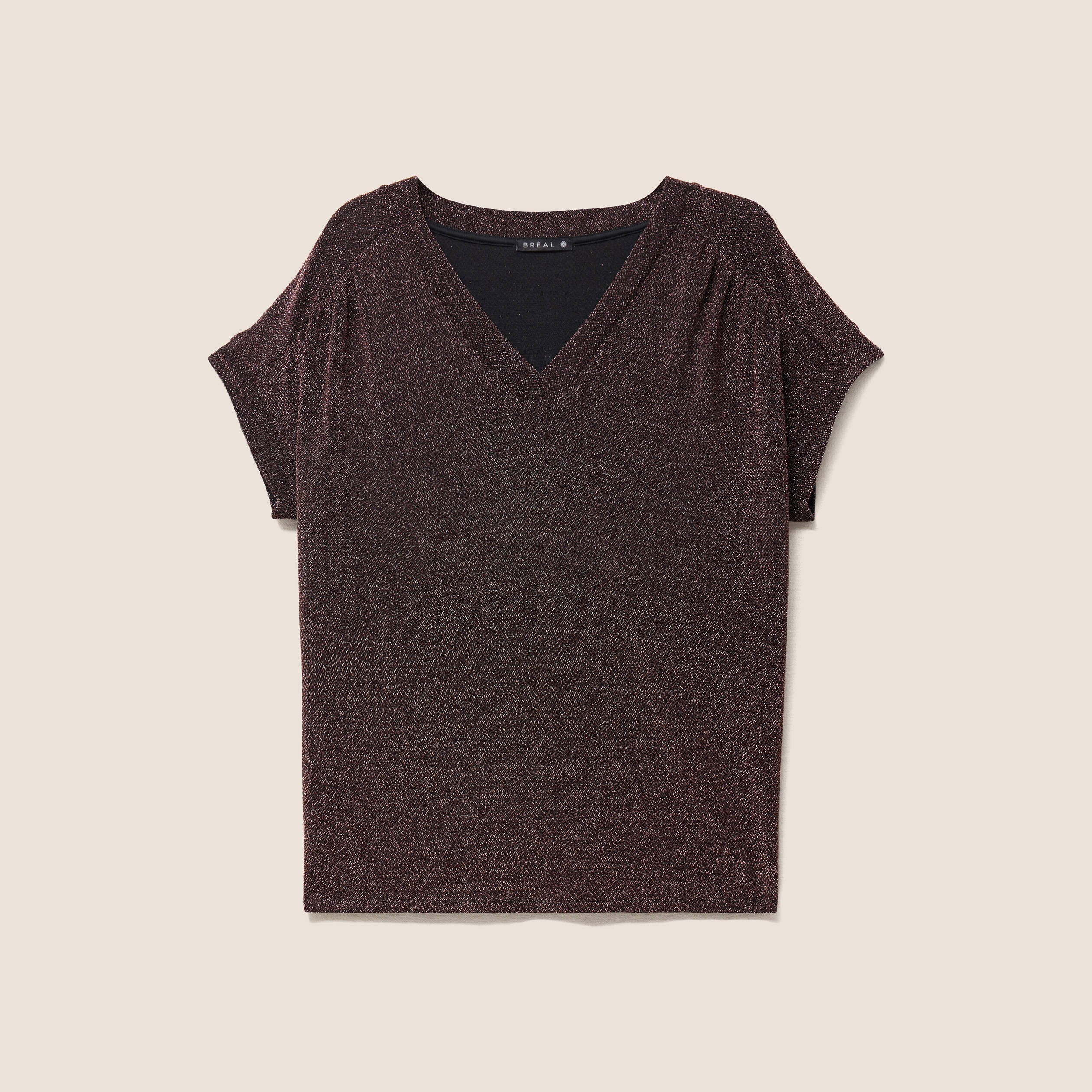 T-shirt manches courtes couleur cuivre femme
