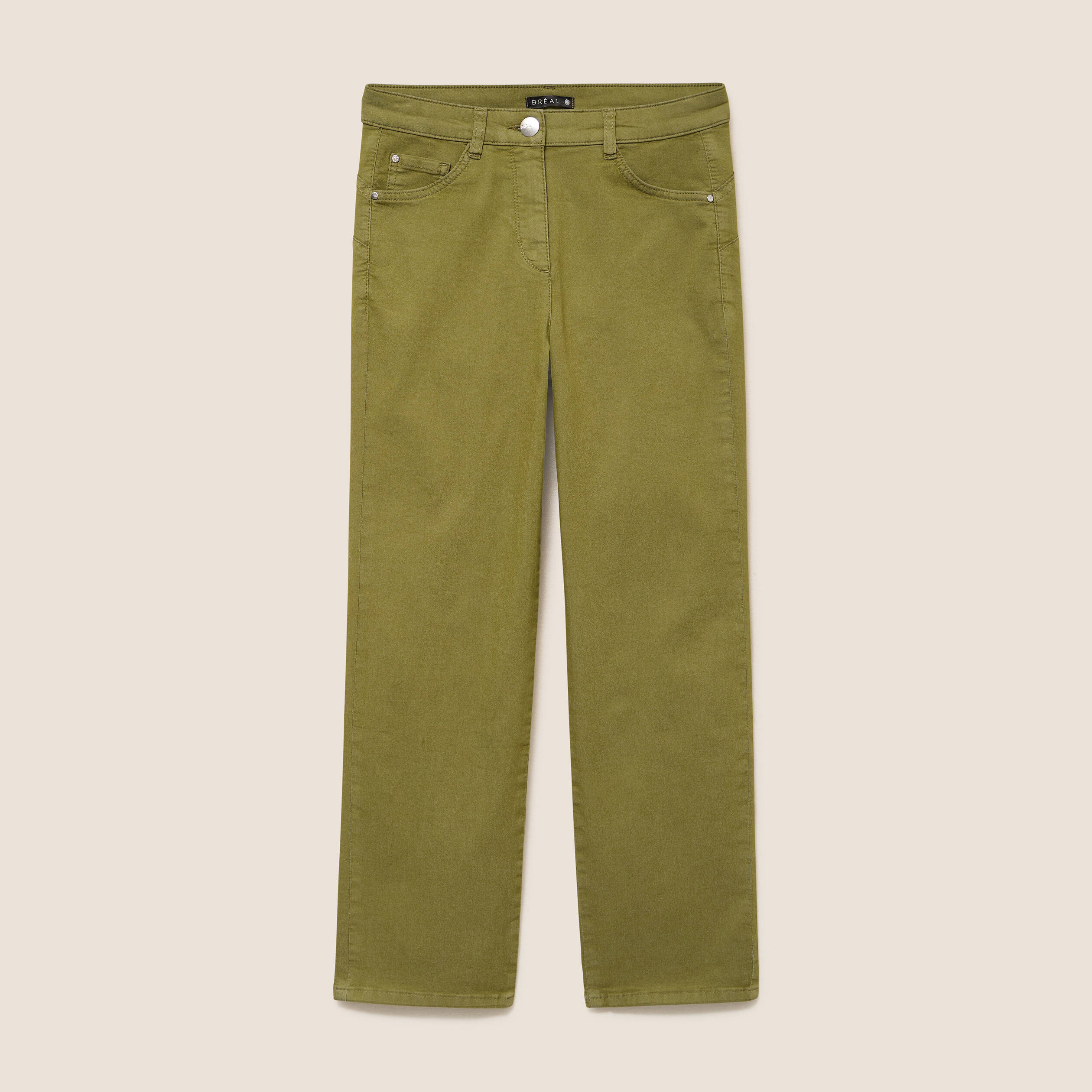 Pantalon magique Le L&eacute;ger coupe droite vert kaki femme