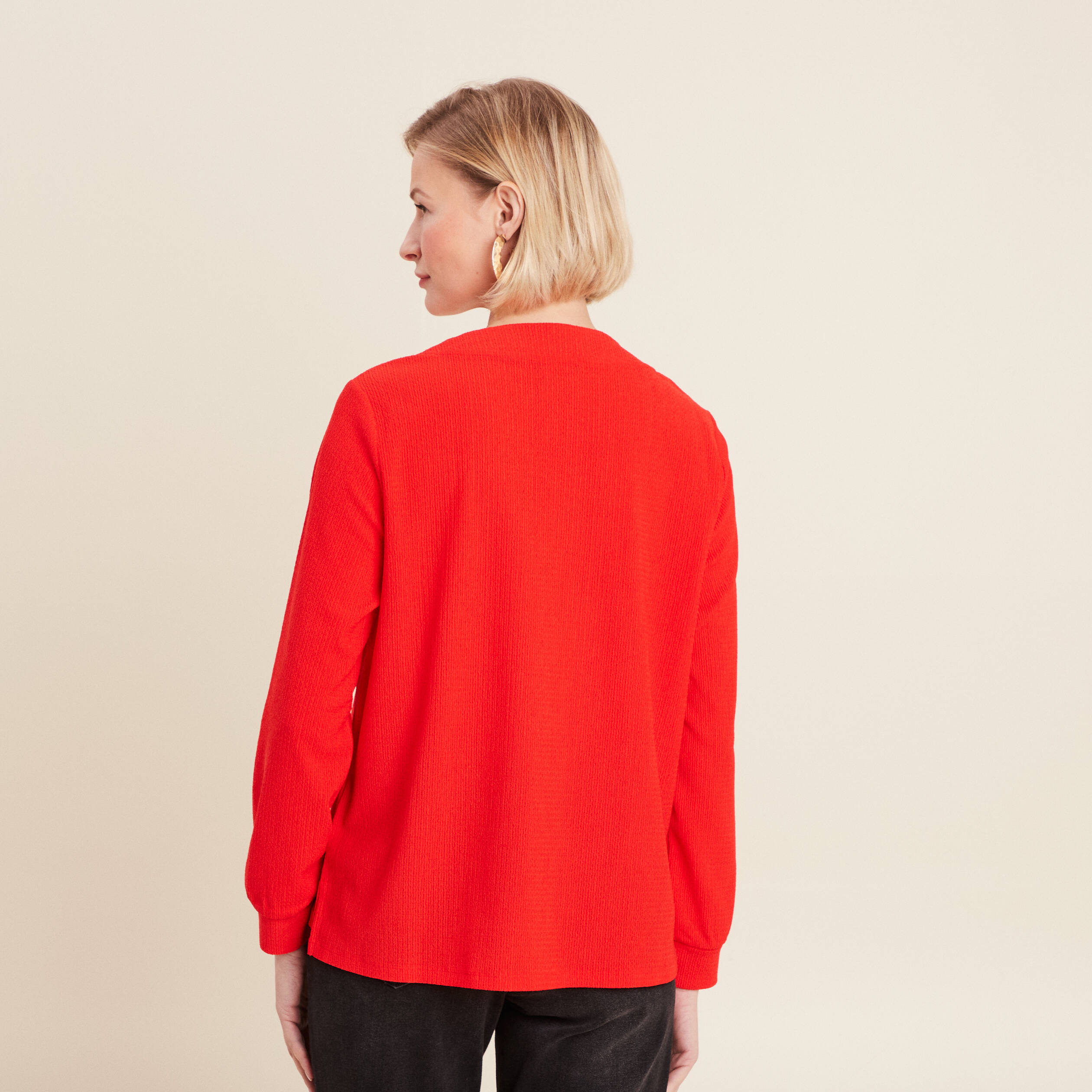 T-shirt manches longues orange foncé femme
