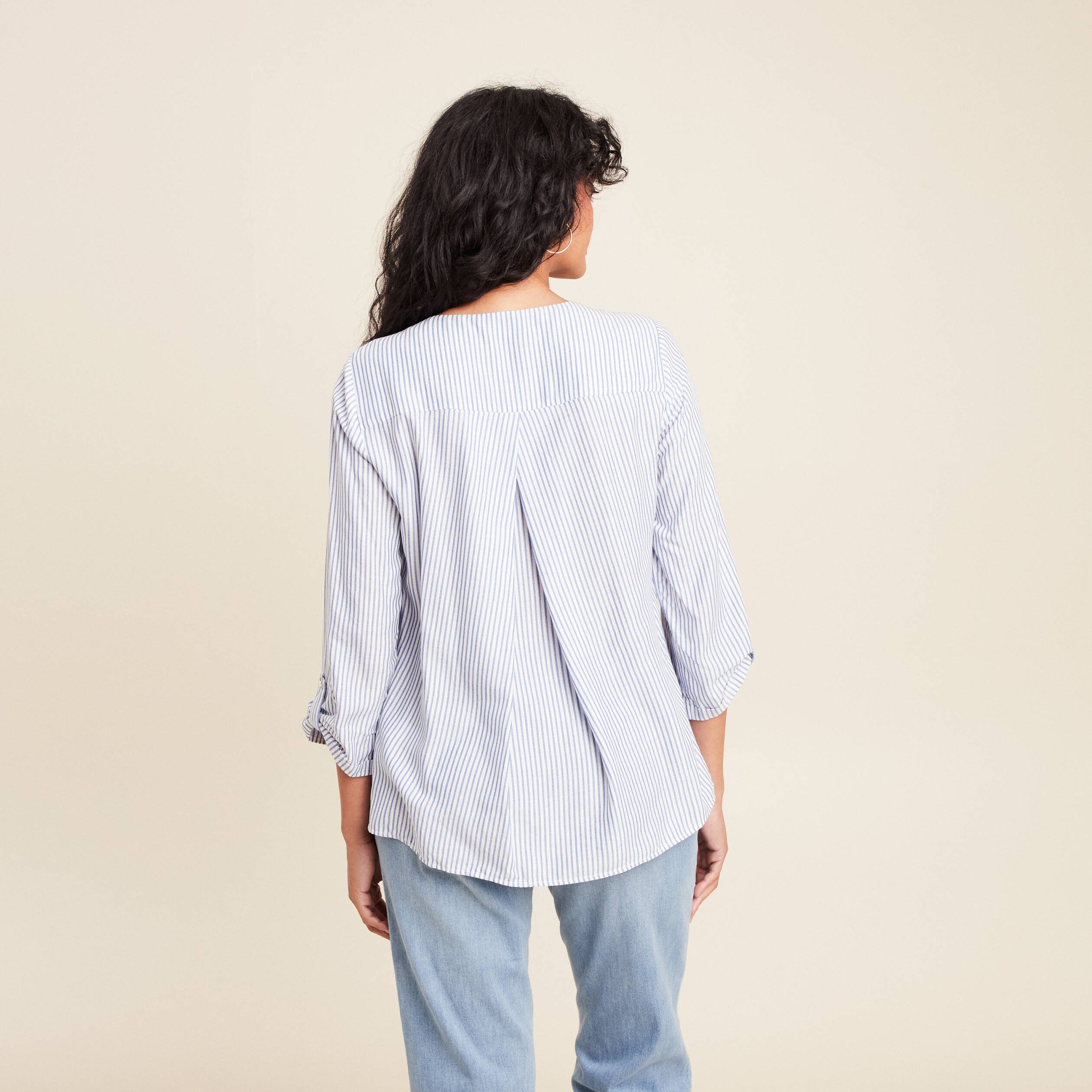 blouse fluide manches 34 bleu femme blouse fluide manches 3/4 bleu femme