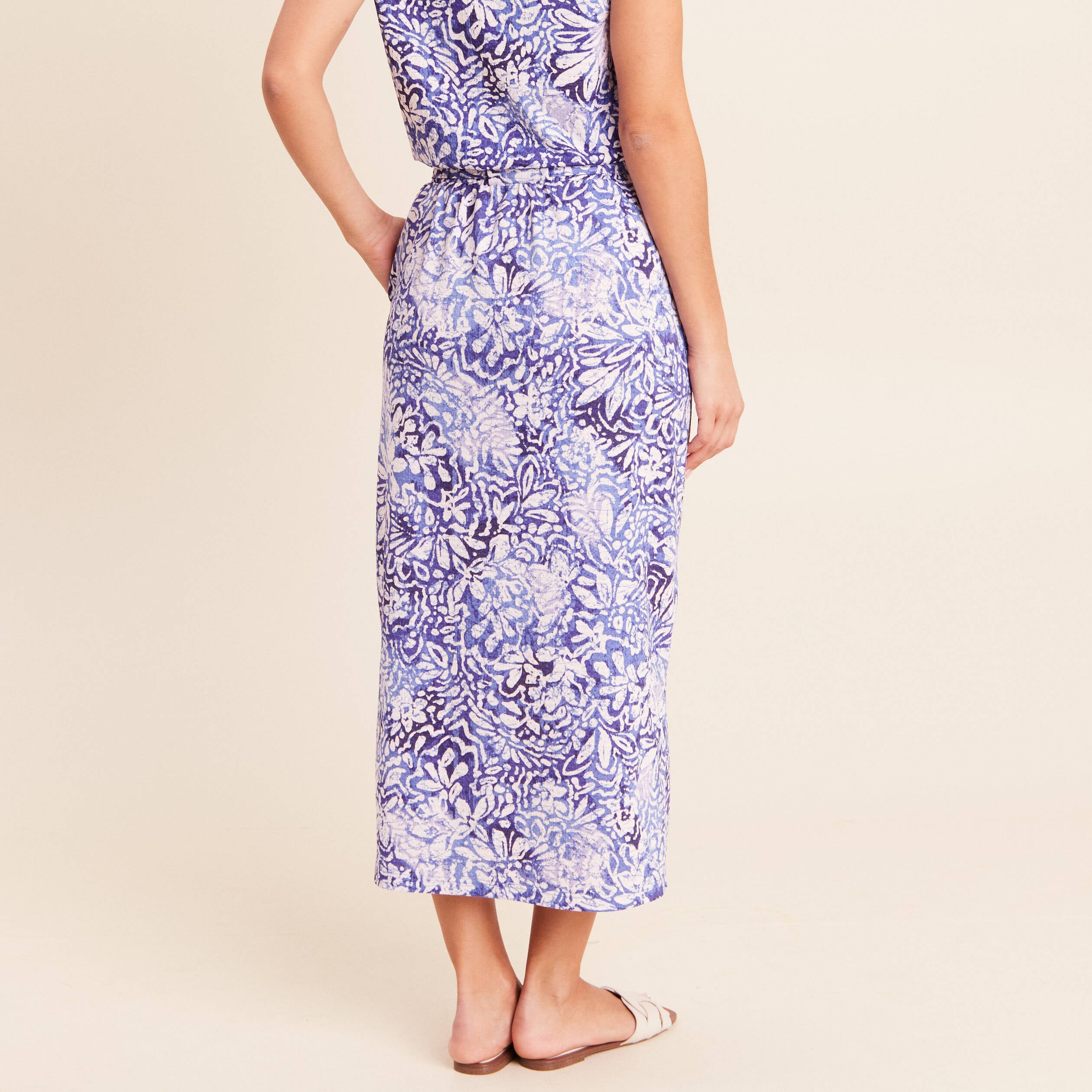 Jupe midi droite bleu femme