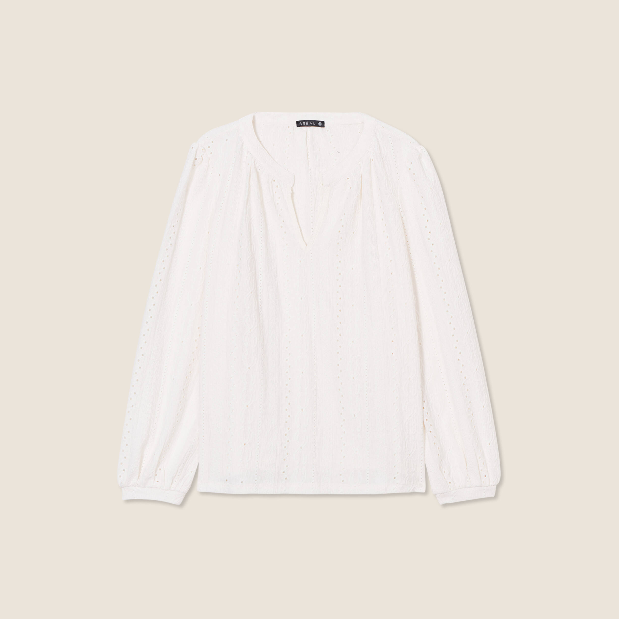 Blouse manches longues ecru femme