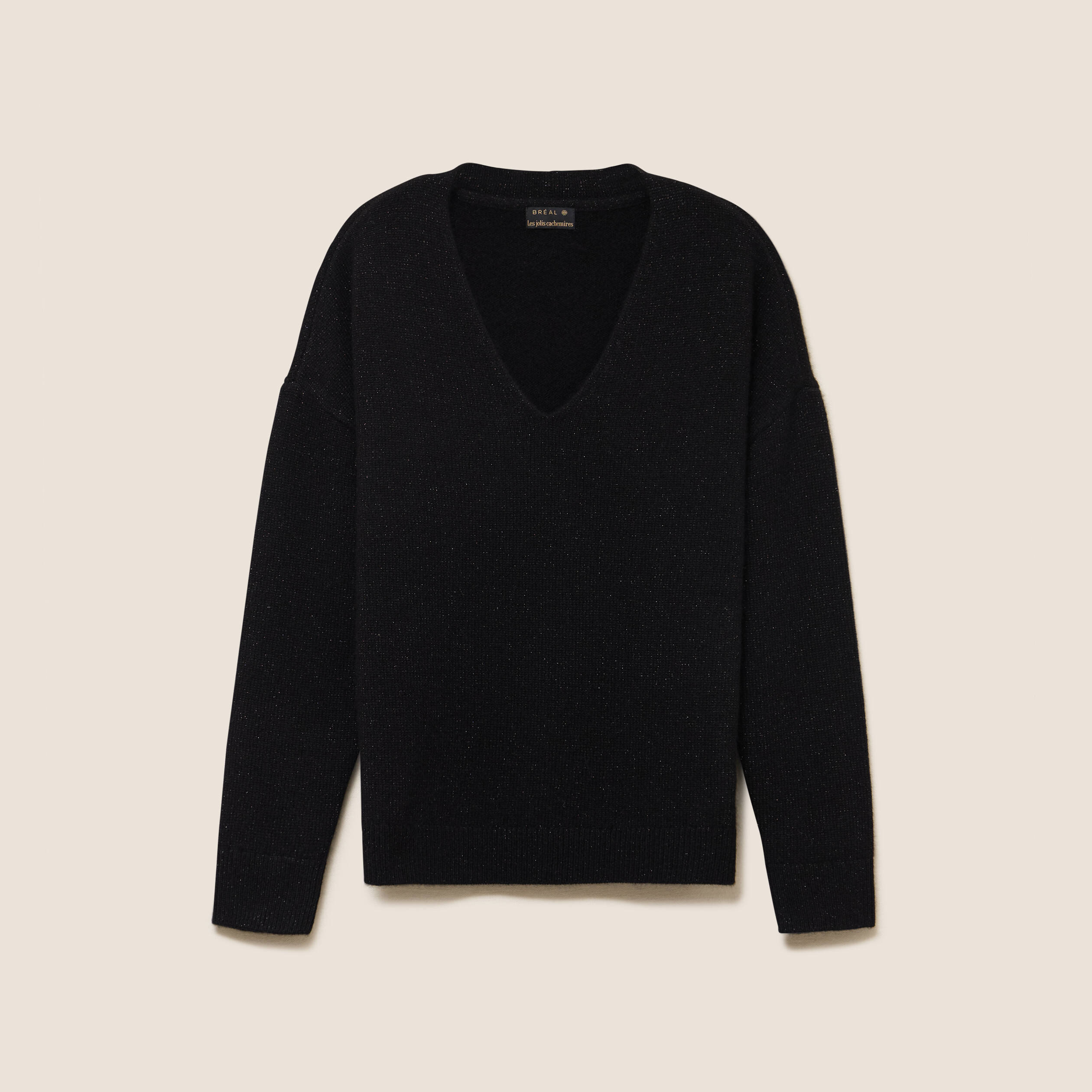 Pull en cachemire col v noir femme