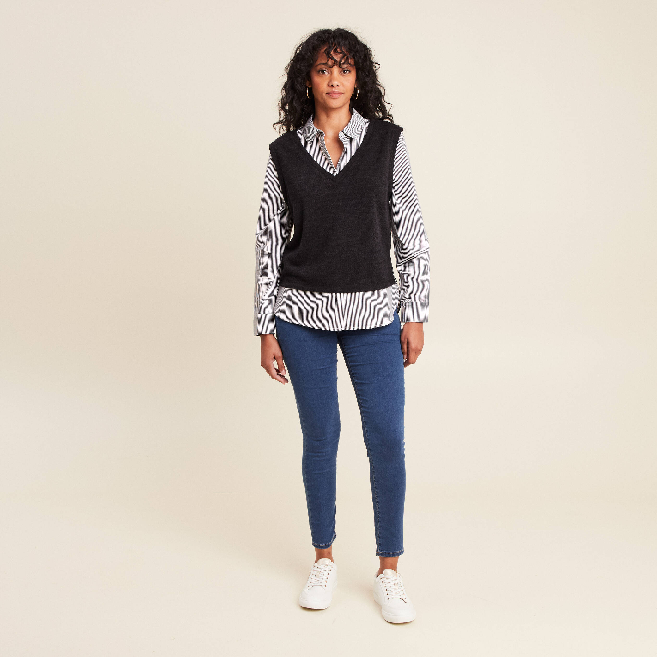Jean magique Le L&eacute;ger coupe ajust&eacute;e denim double stone femme