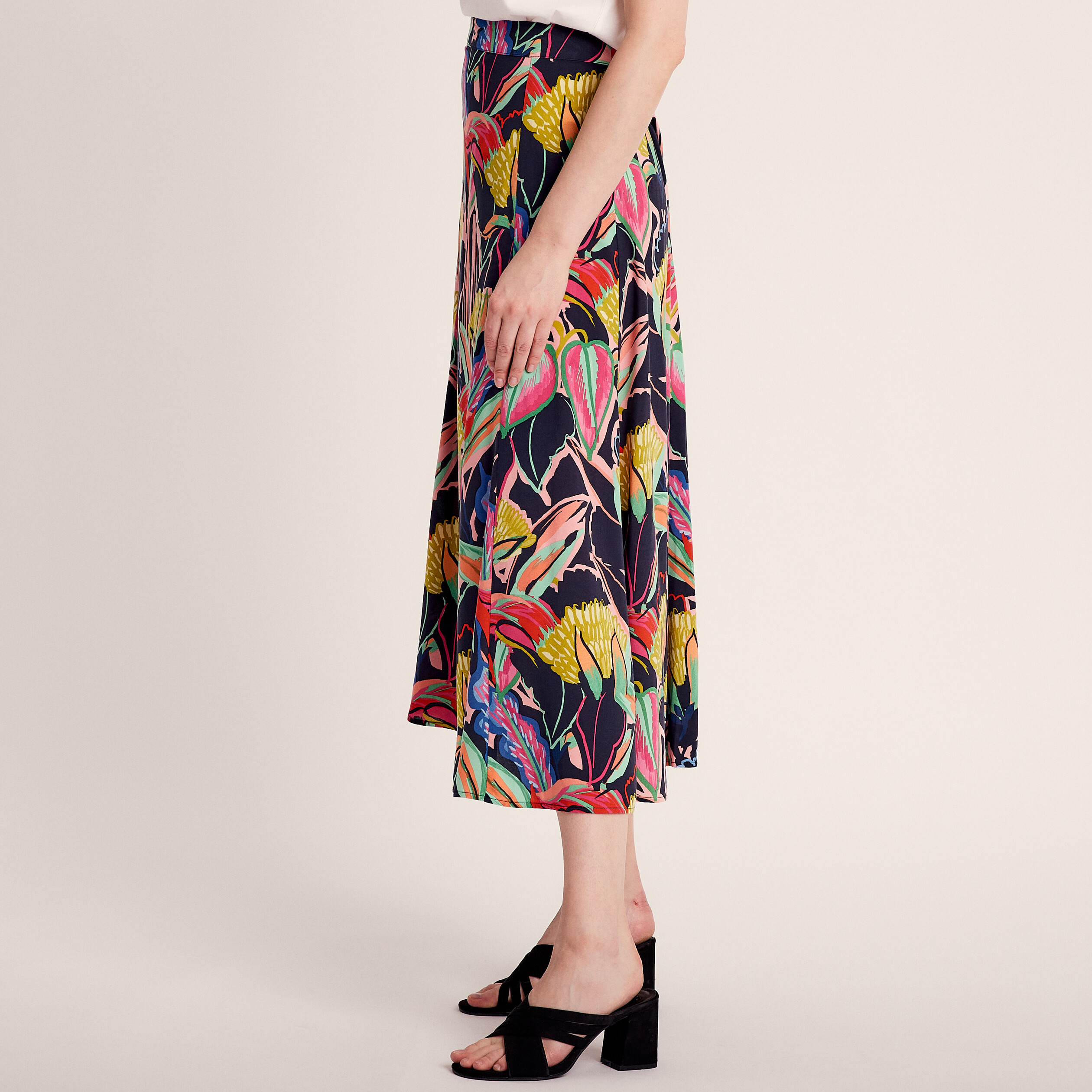 Jupe longue évasée multicolore femme