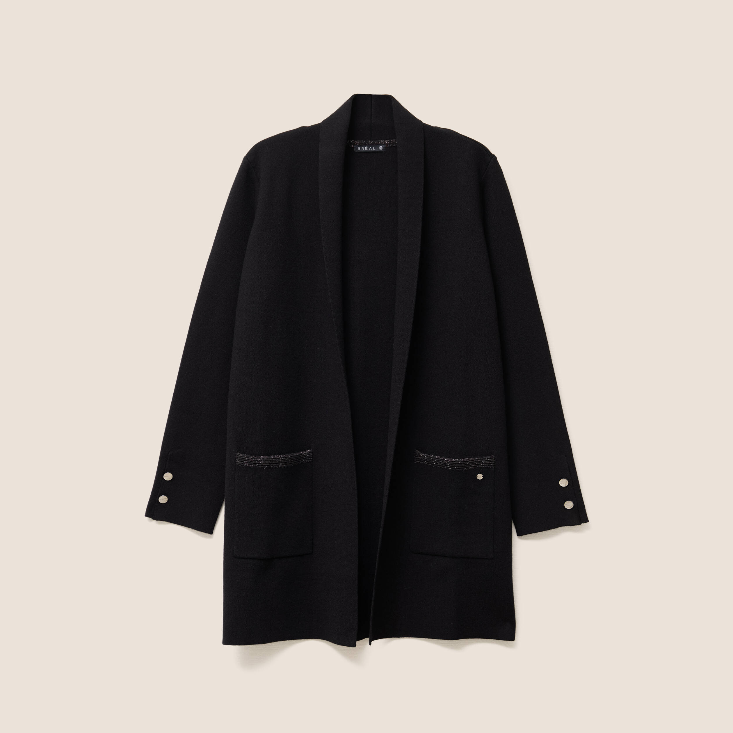 Gilet col ch&acirc;le noir femme