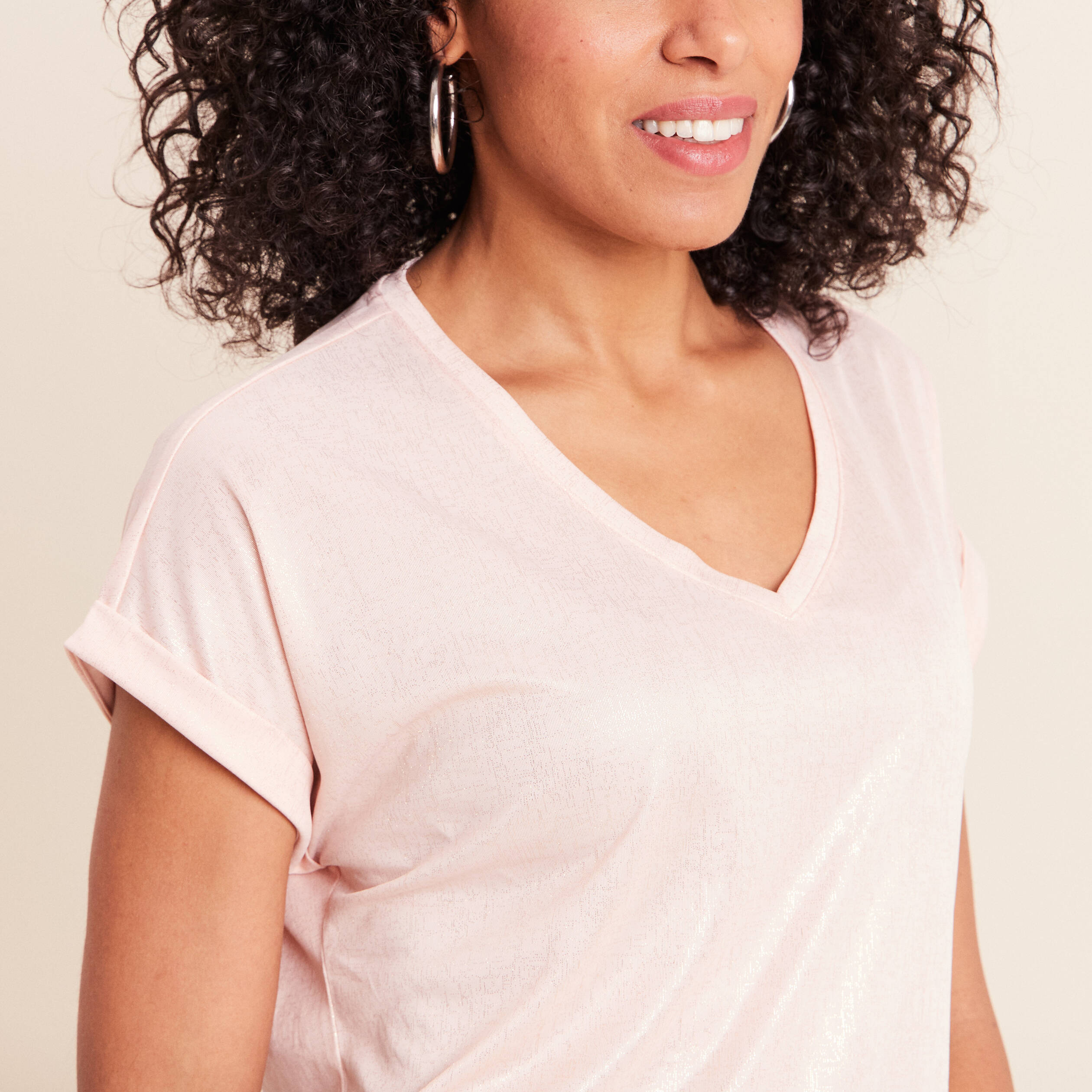 T-shirt manches courtes vieux rose femme