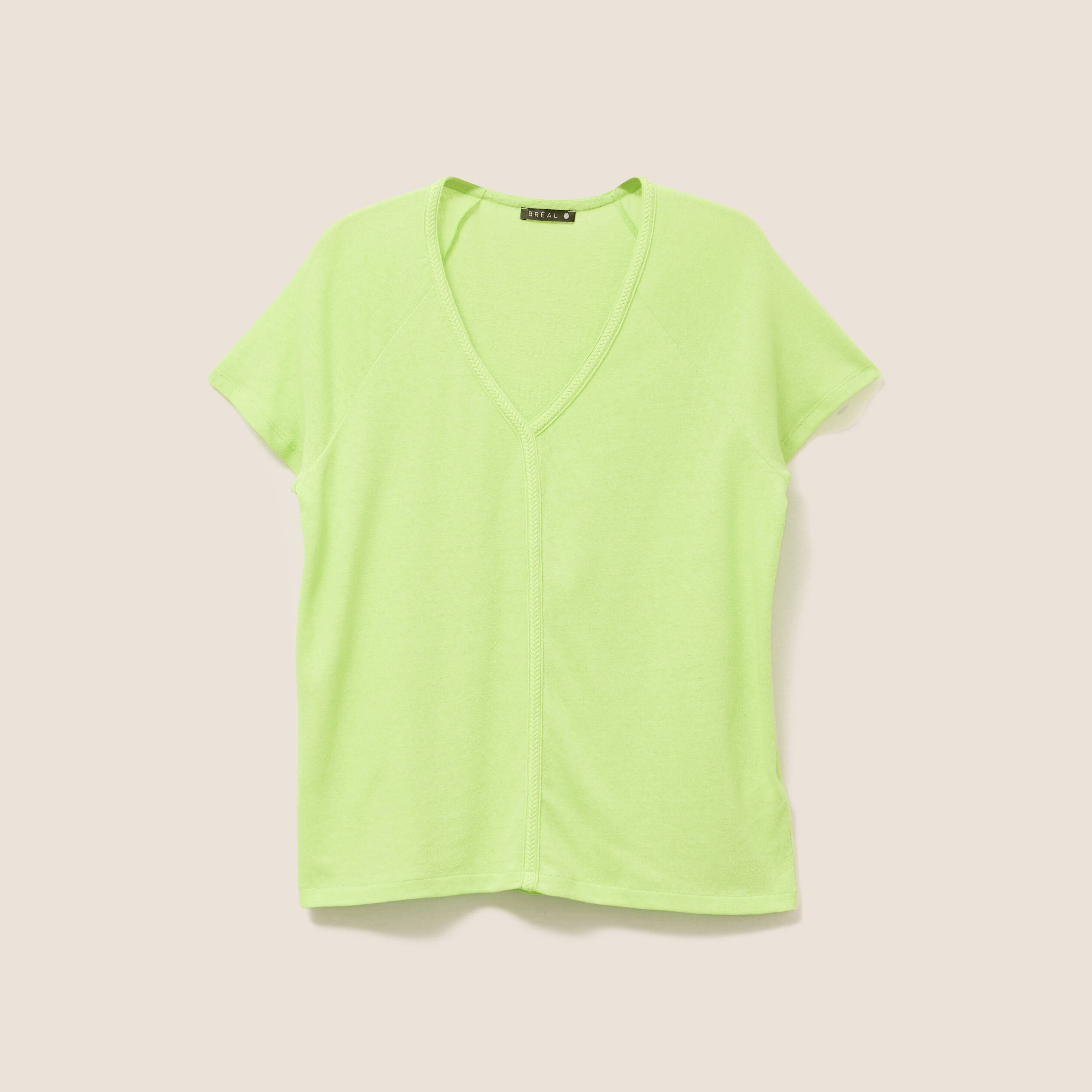 t shirt tresse manches courtes vert anis femme T-shirt tresse manches courtes vert anis femme