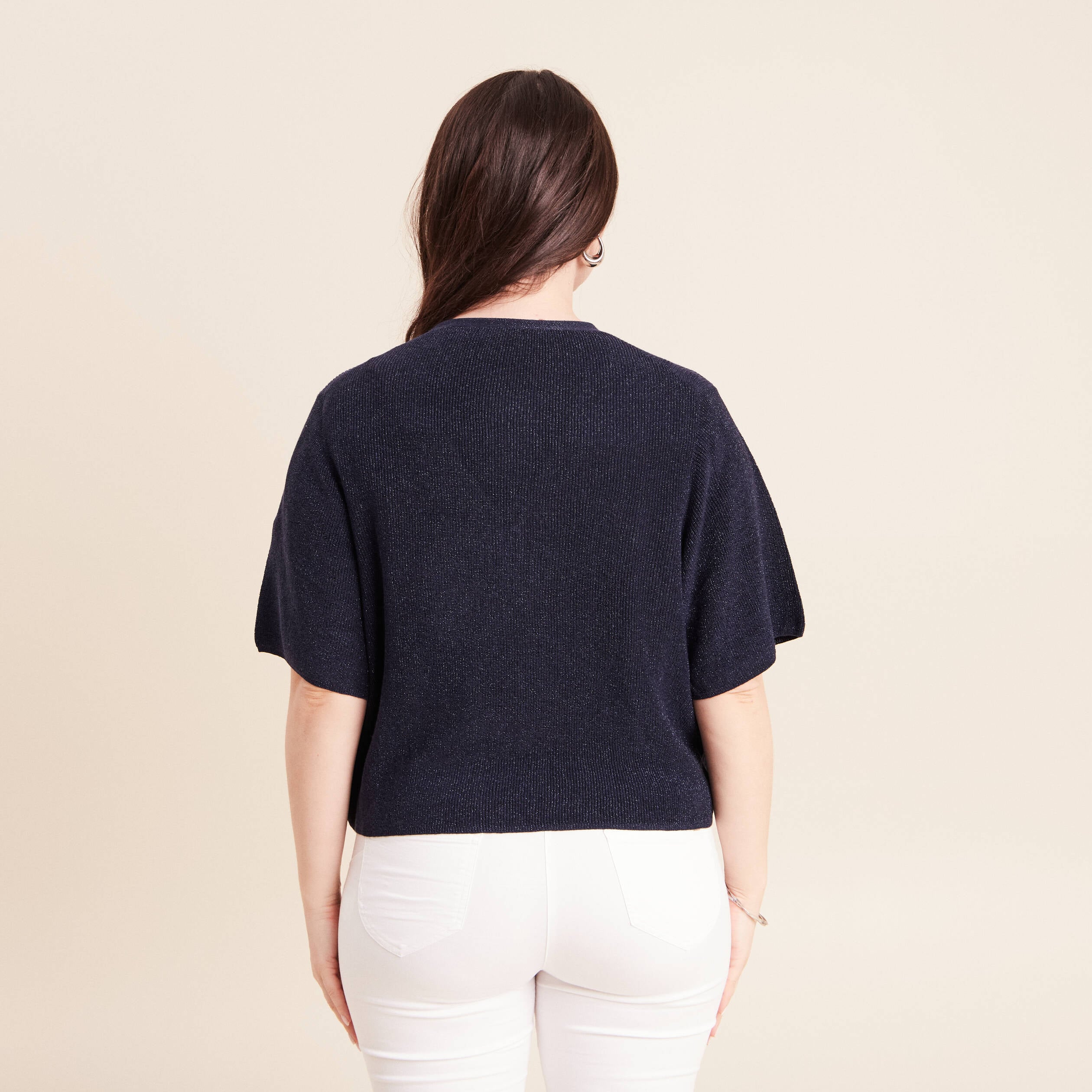 Gilet manches courtes bleu marine femme