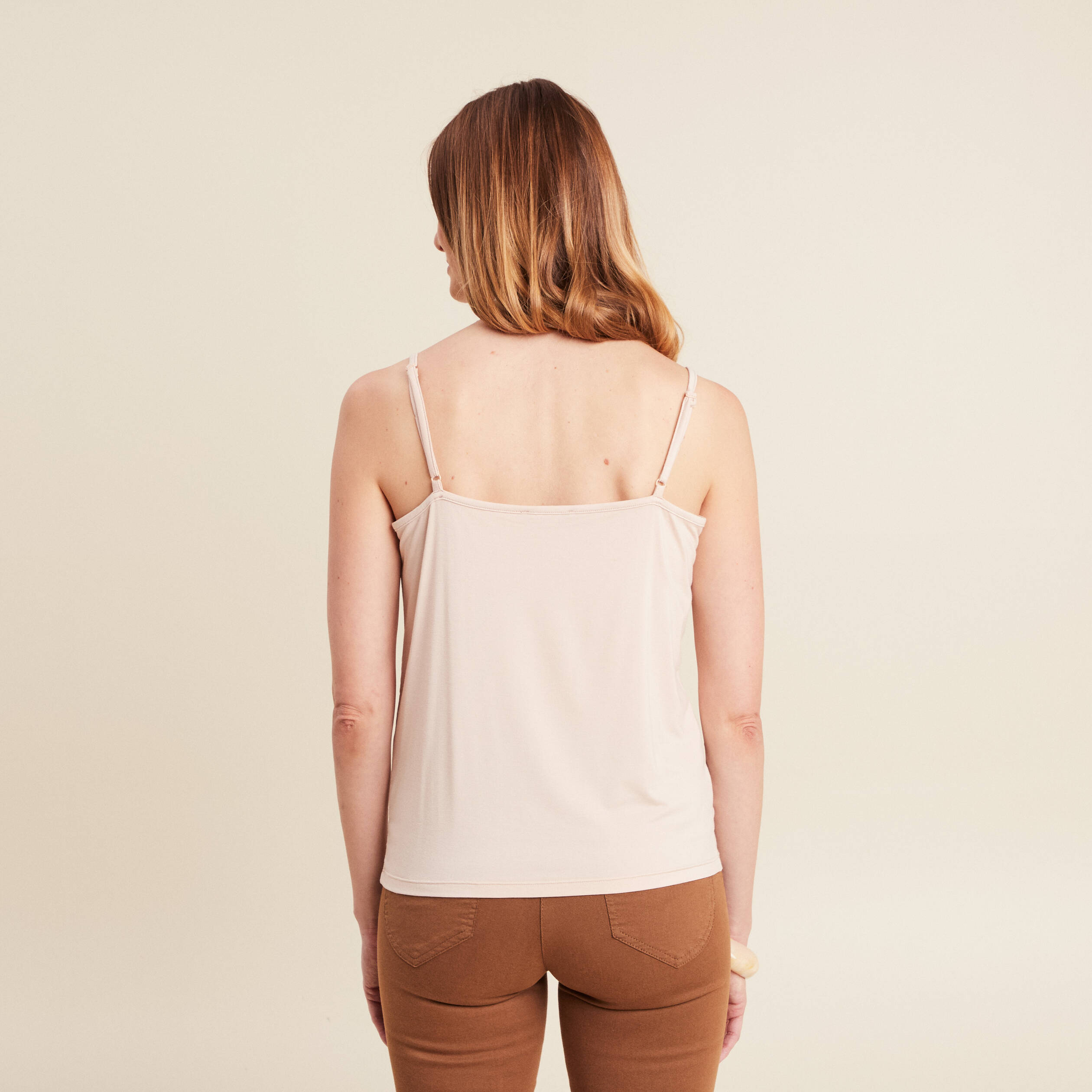 debardeur thermo douceur bretelles fines beige femme Débardeur thermo-douceur bretelles fines beige femme