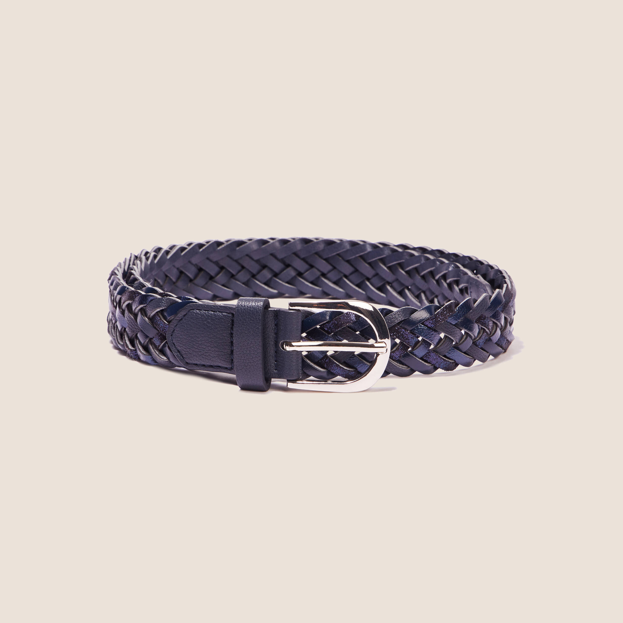Ceinture tressee irisee bleu marine femme Breal