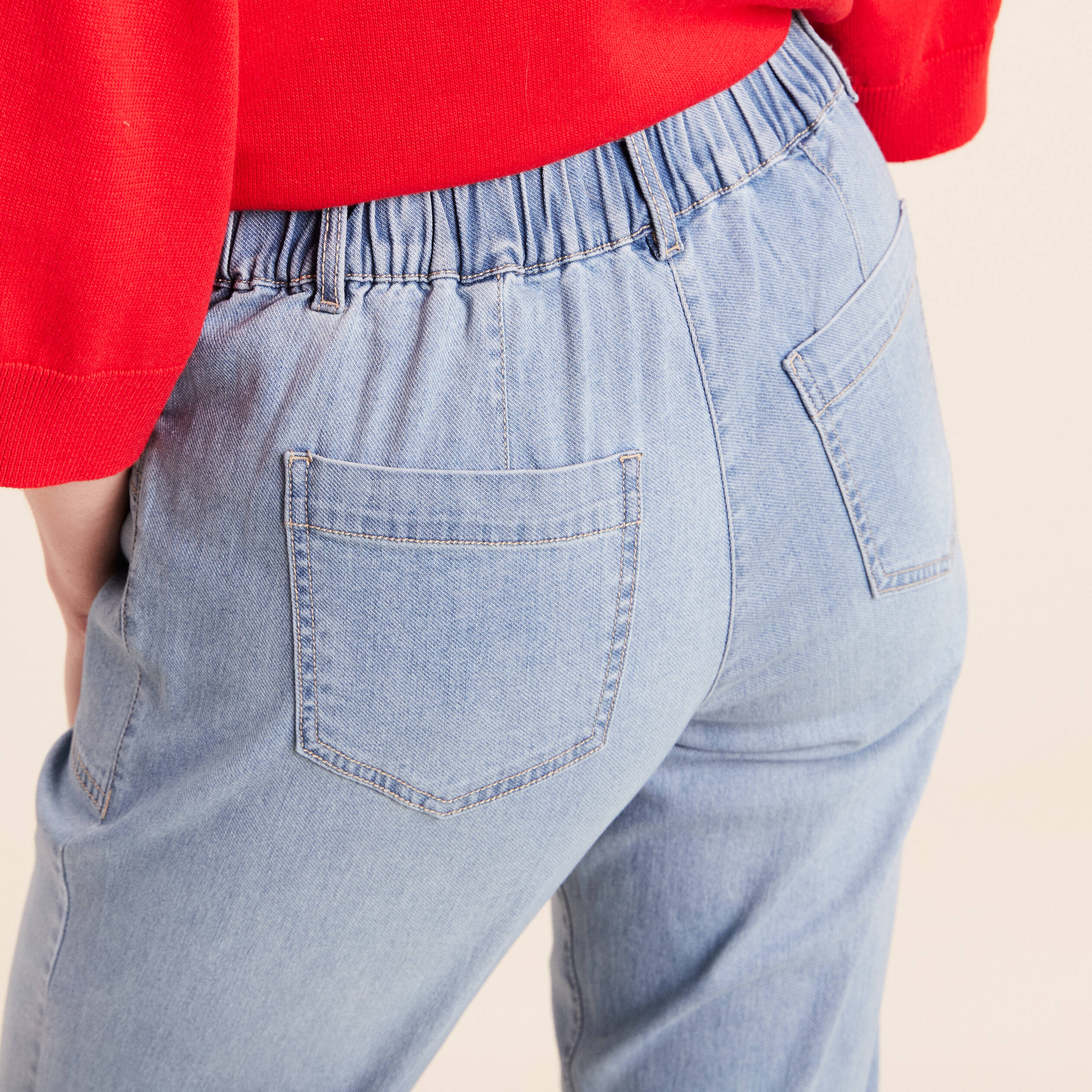 Jean coupe mom taille haute denim double stone femme