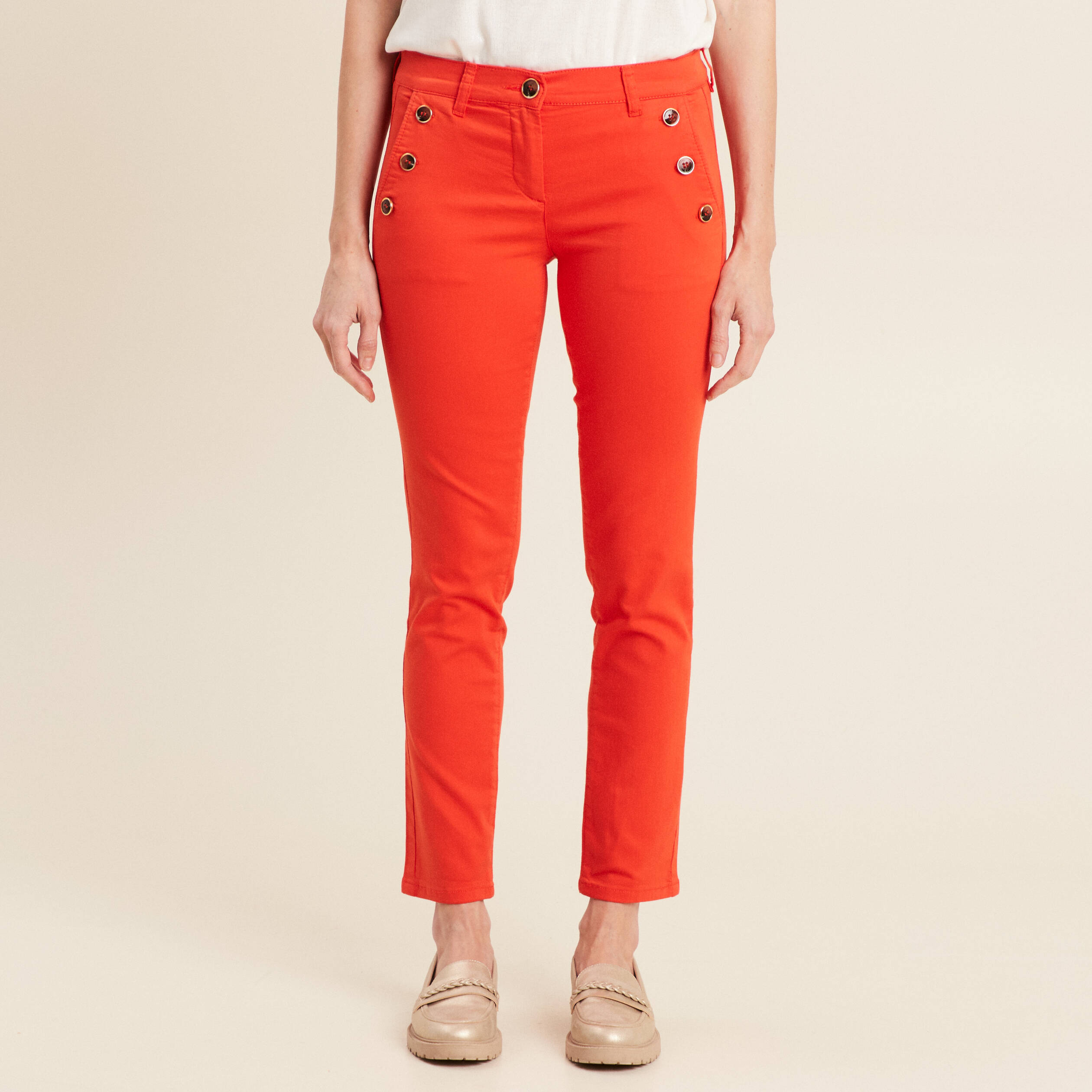 Pantalon ajusté 7/8ème orange foncé femme
