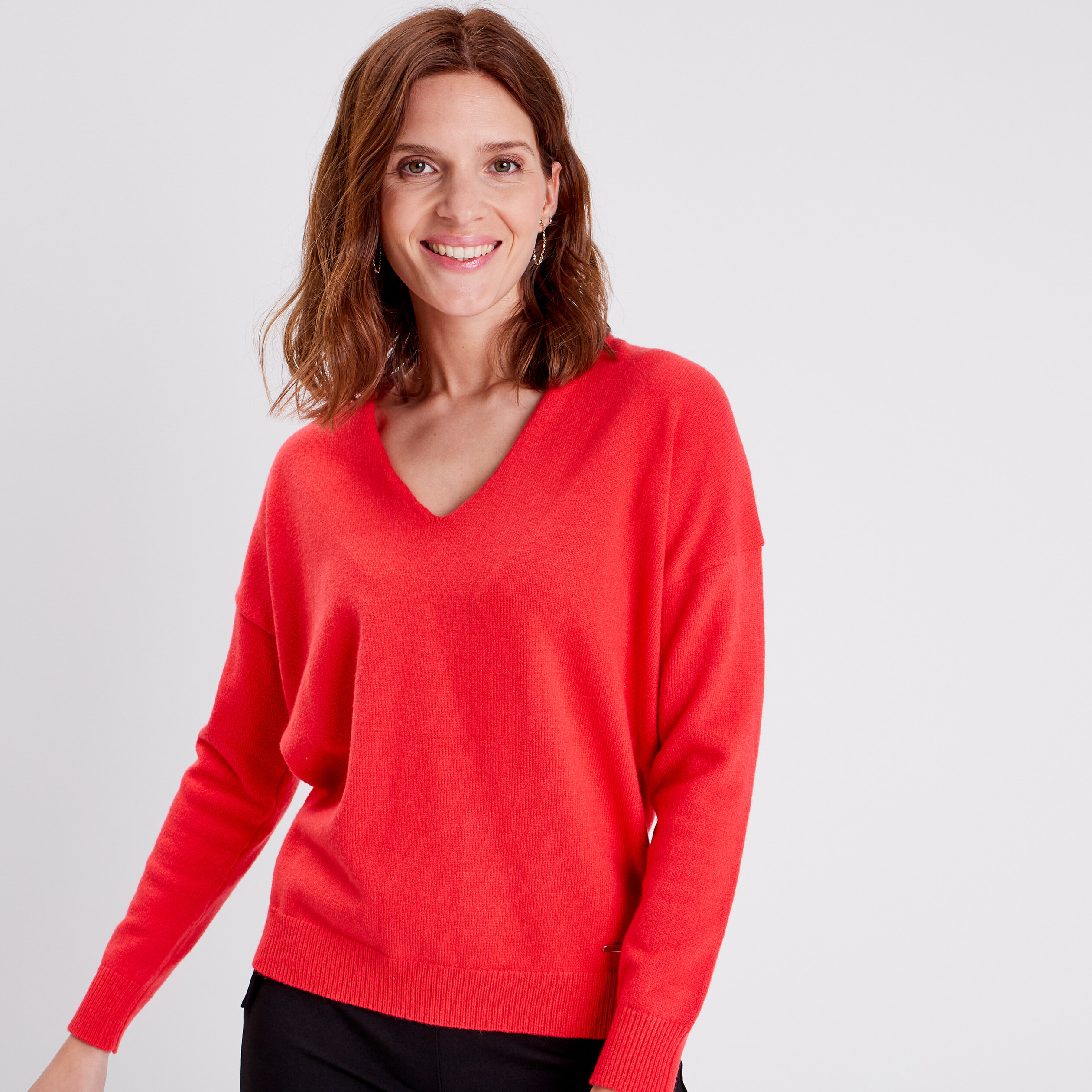 Pull manches longues rose femme