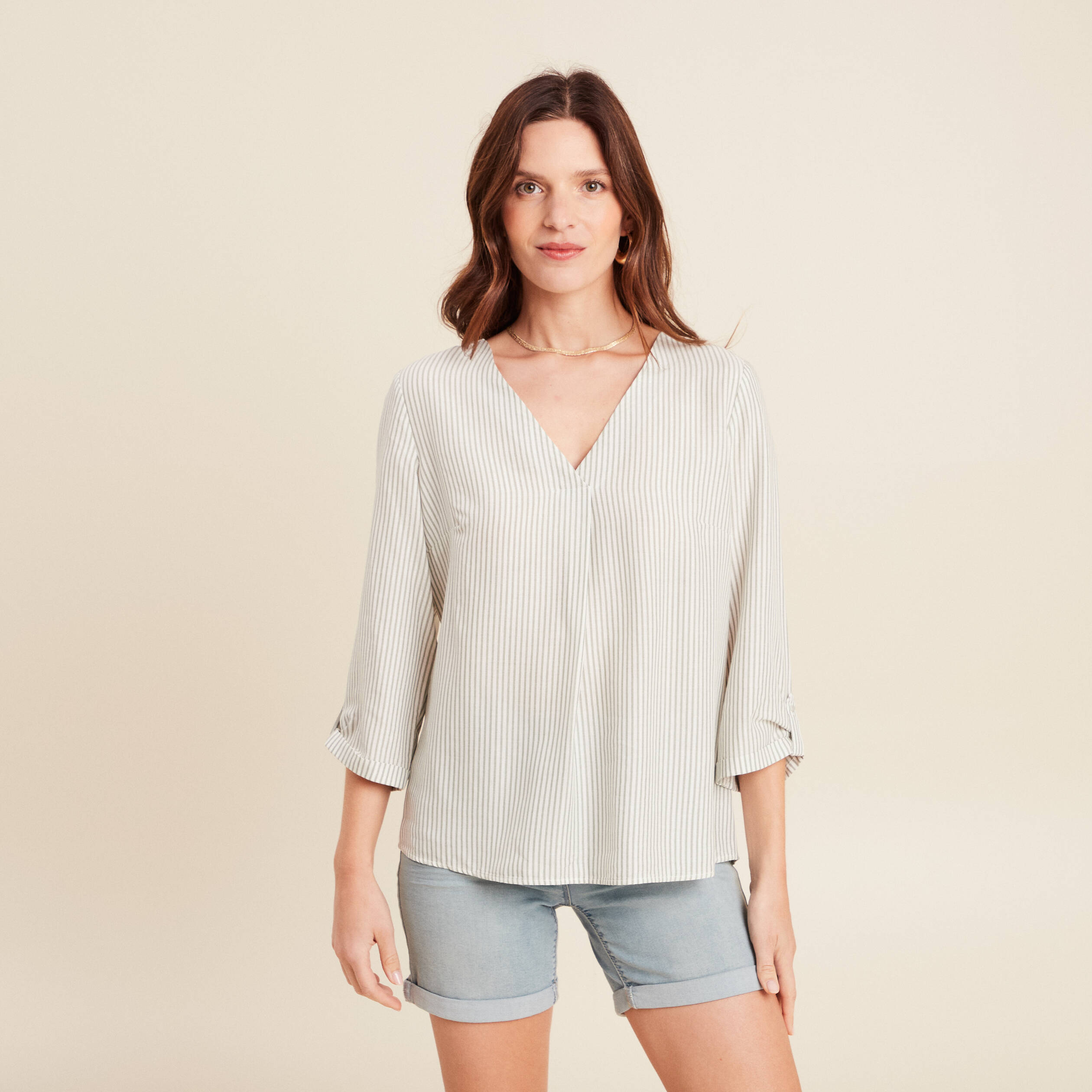 blouse fluide manches 34 vert femme blouse fluide manches 3/4 vert femme