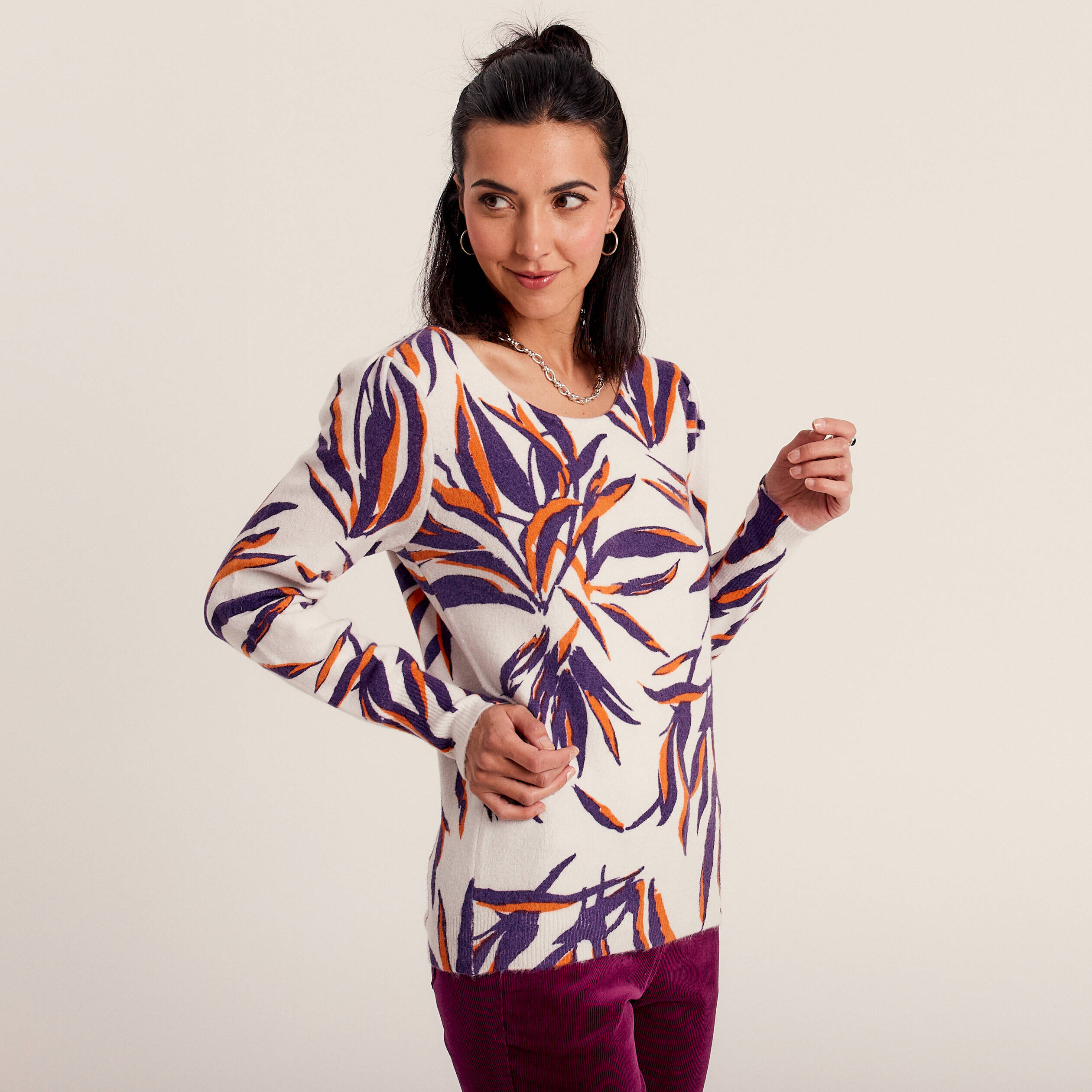 Pull De Noël Femme - Imprimé Père Noël, Rennes, Flocons - Col Rond, Manches Longues, Coupe Confortable