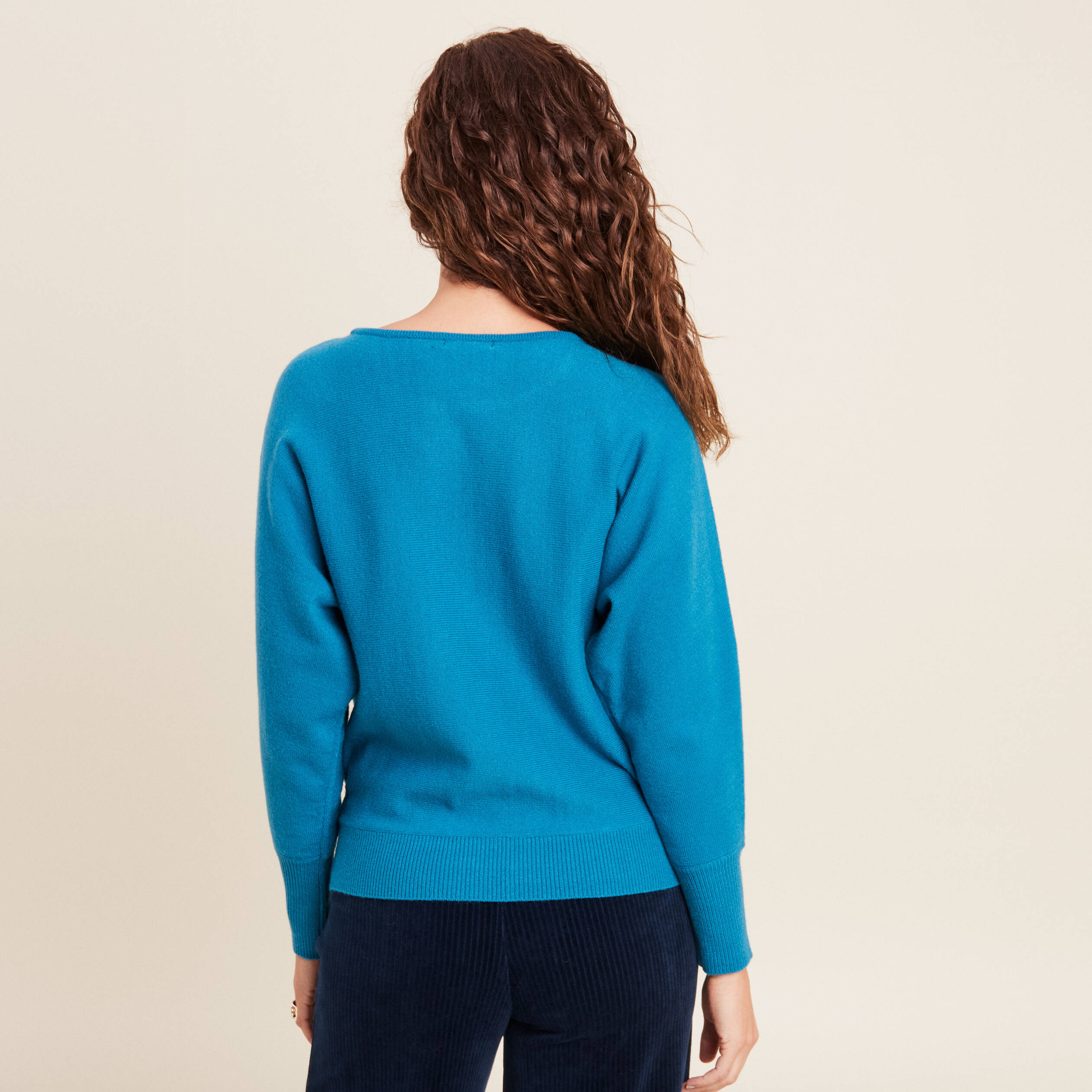 Pull manches longues bleu canard femme