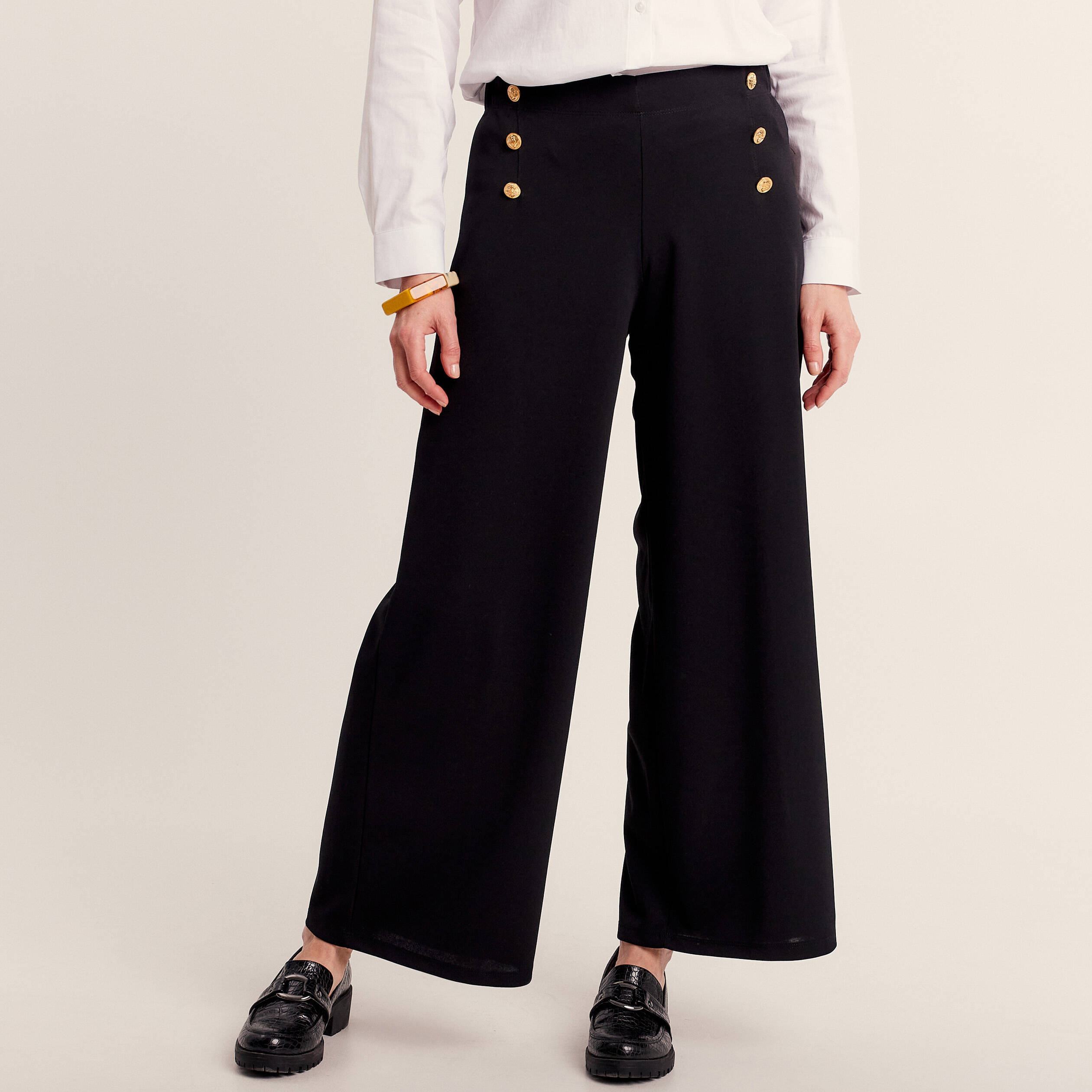 Pantalon large a pont noir femme Breal