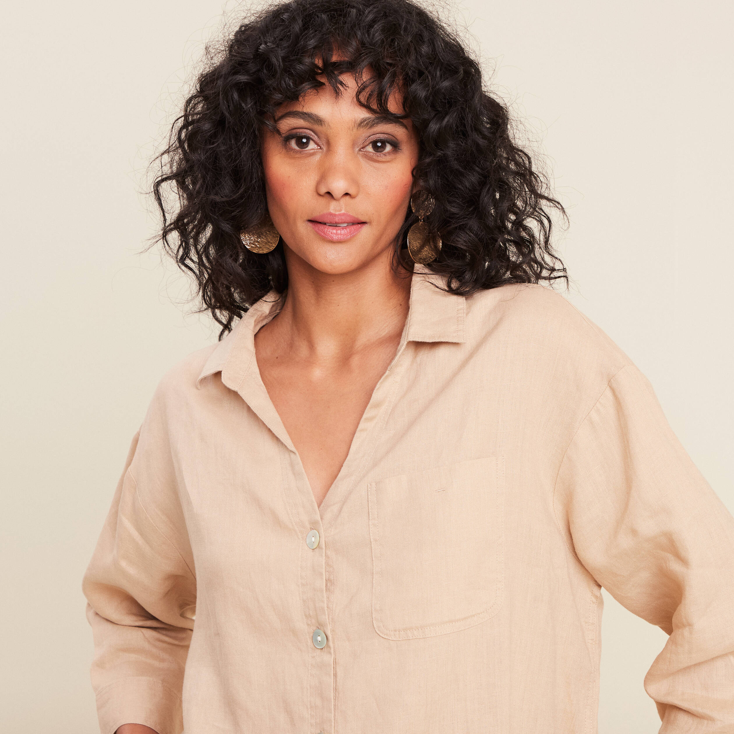 Chemise manches 3/4 sable femme