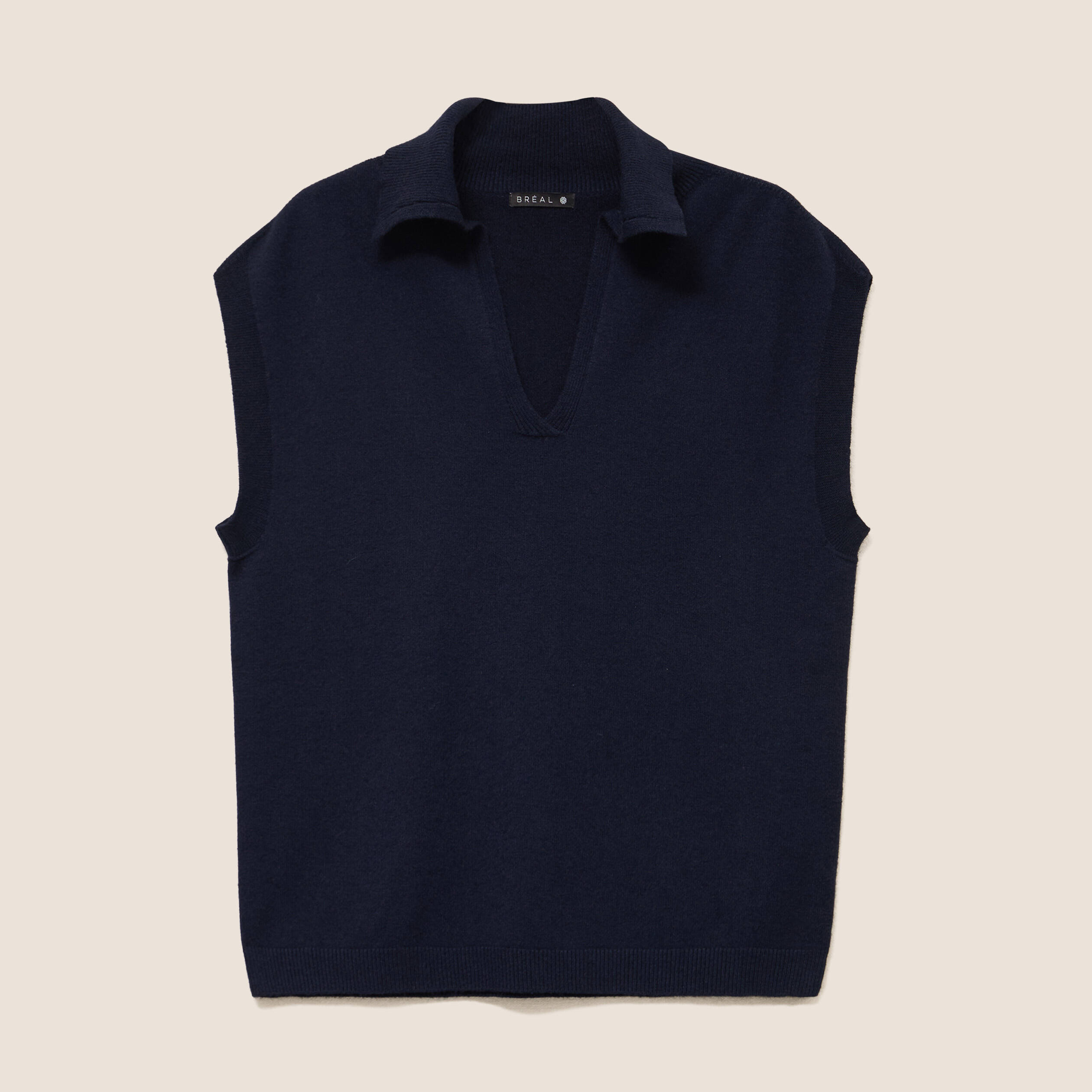 Col V Pull Sans Manche Chemise Pull Sans Manches Col Chemise Bleu