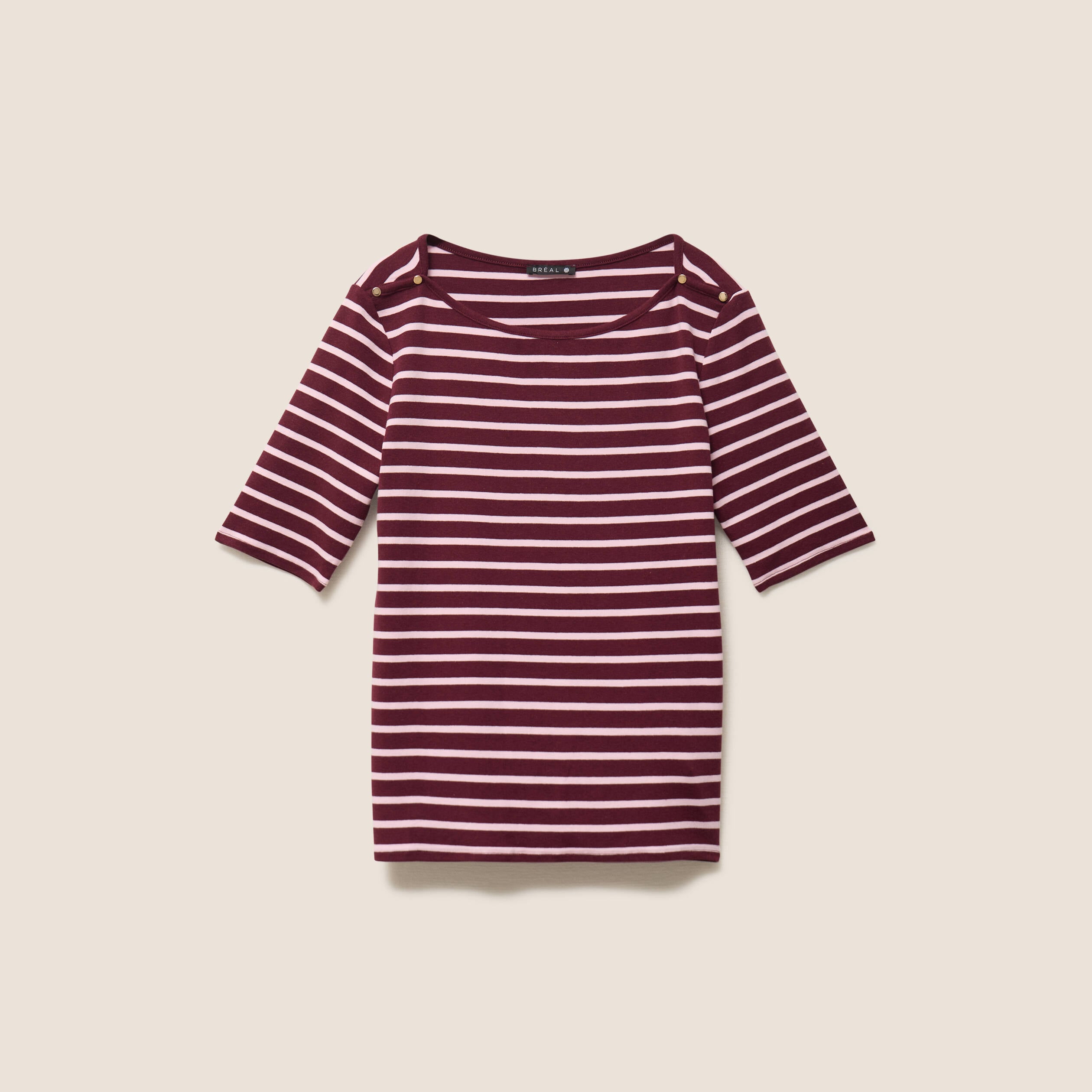 T-shirt col bateau rose femme