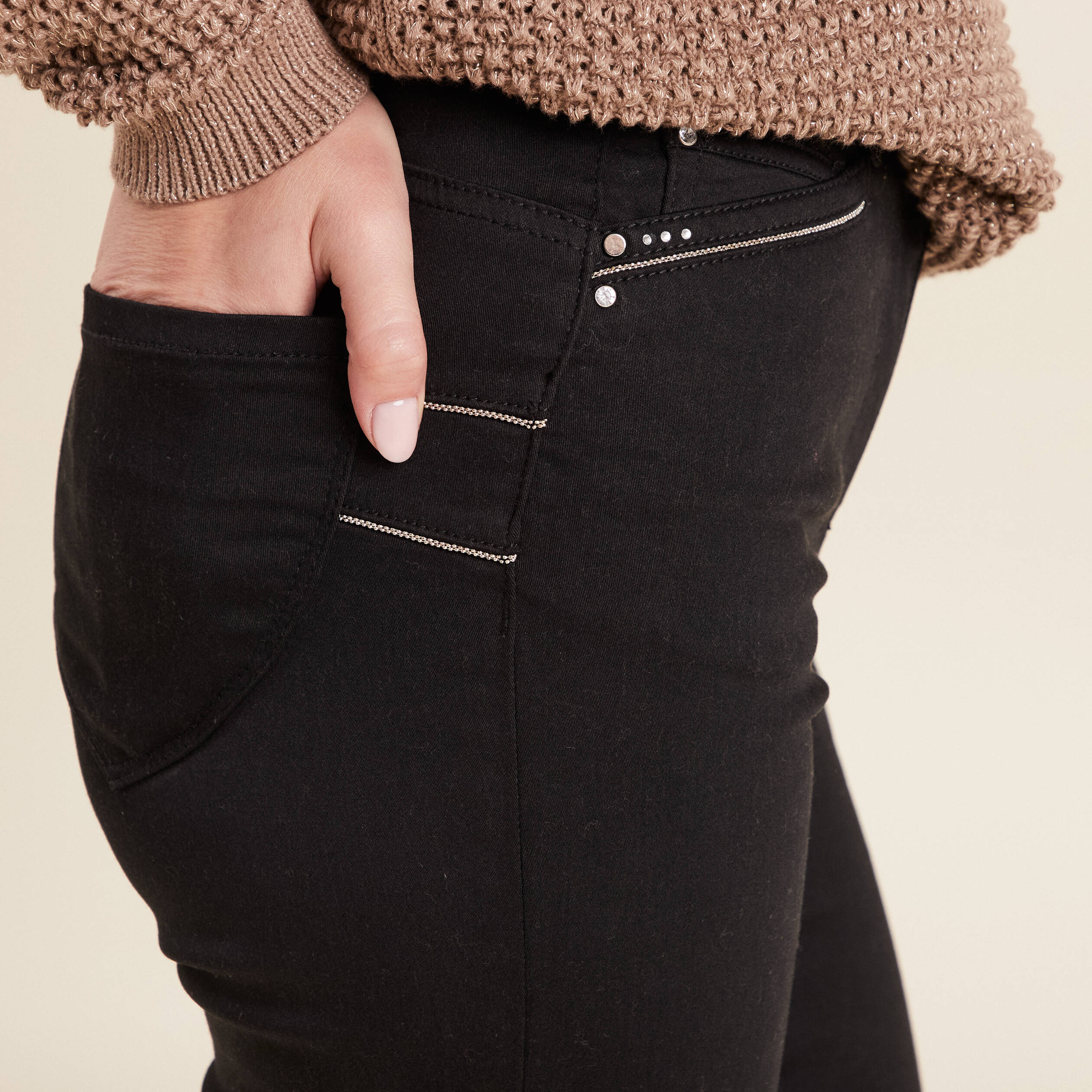Pantalon droit 5 poches noir femme